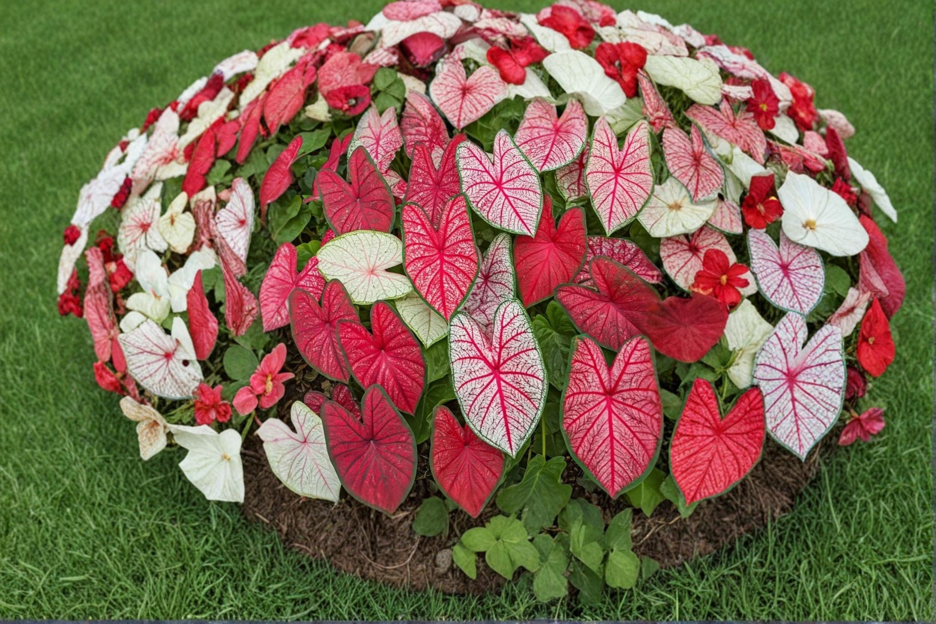 Fiesta Caladium Bulbs – Caladium bicolor – Colorful Foliage Plant for Shade Gardens & Containers