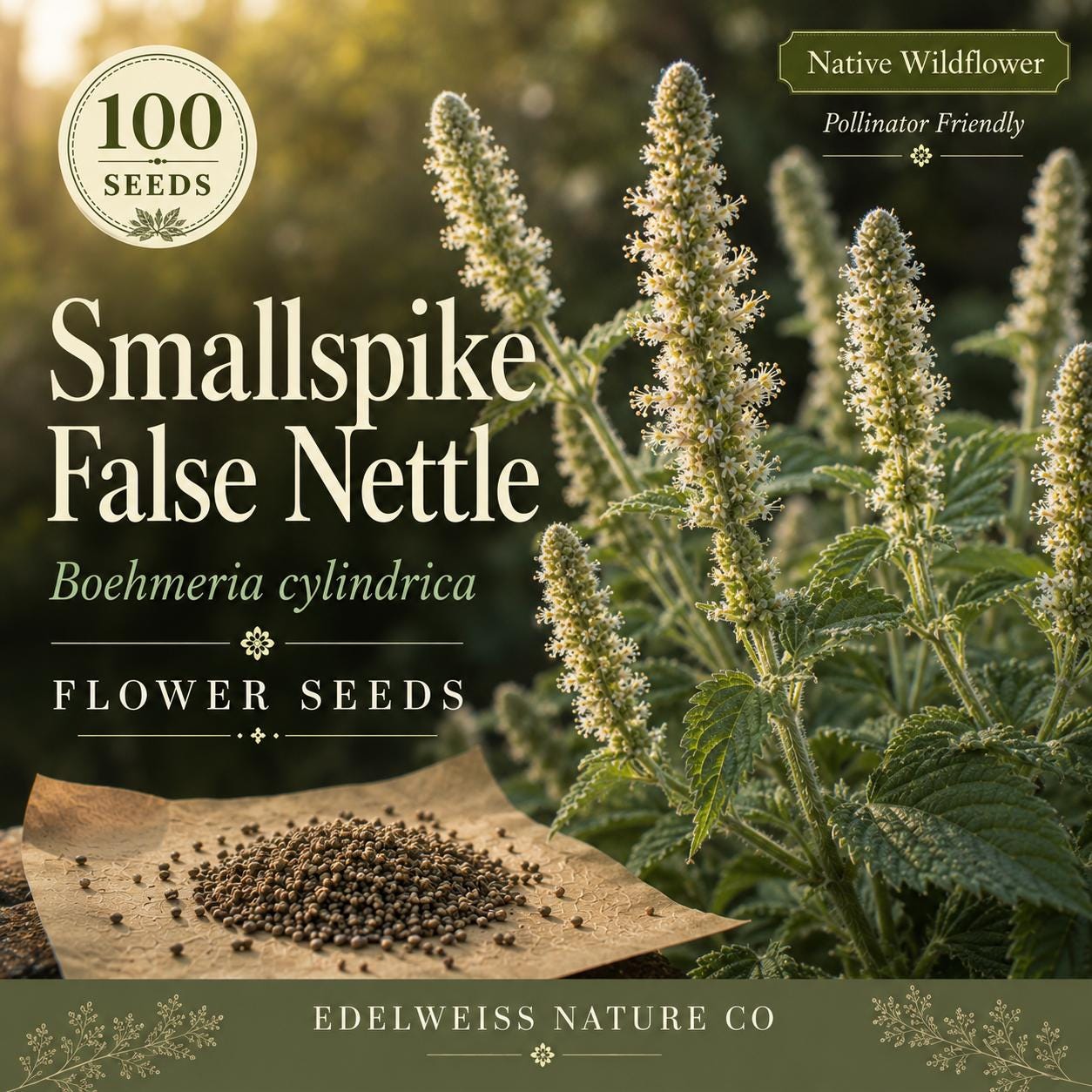 Boehmeria cylindrica Seeds – Smallspike False Nettle Perennial Wildflower for Woodland Gardens & Shade Landscapes
