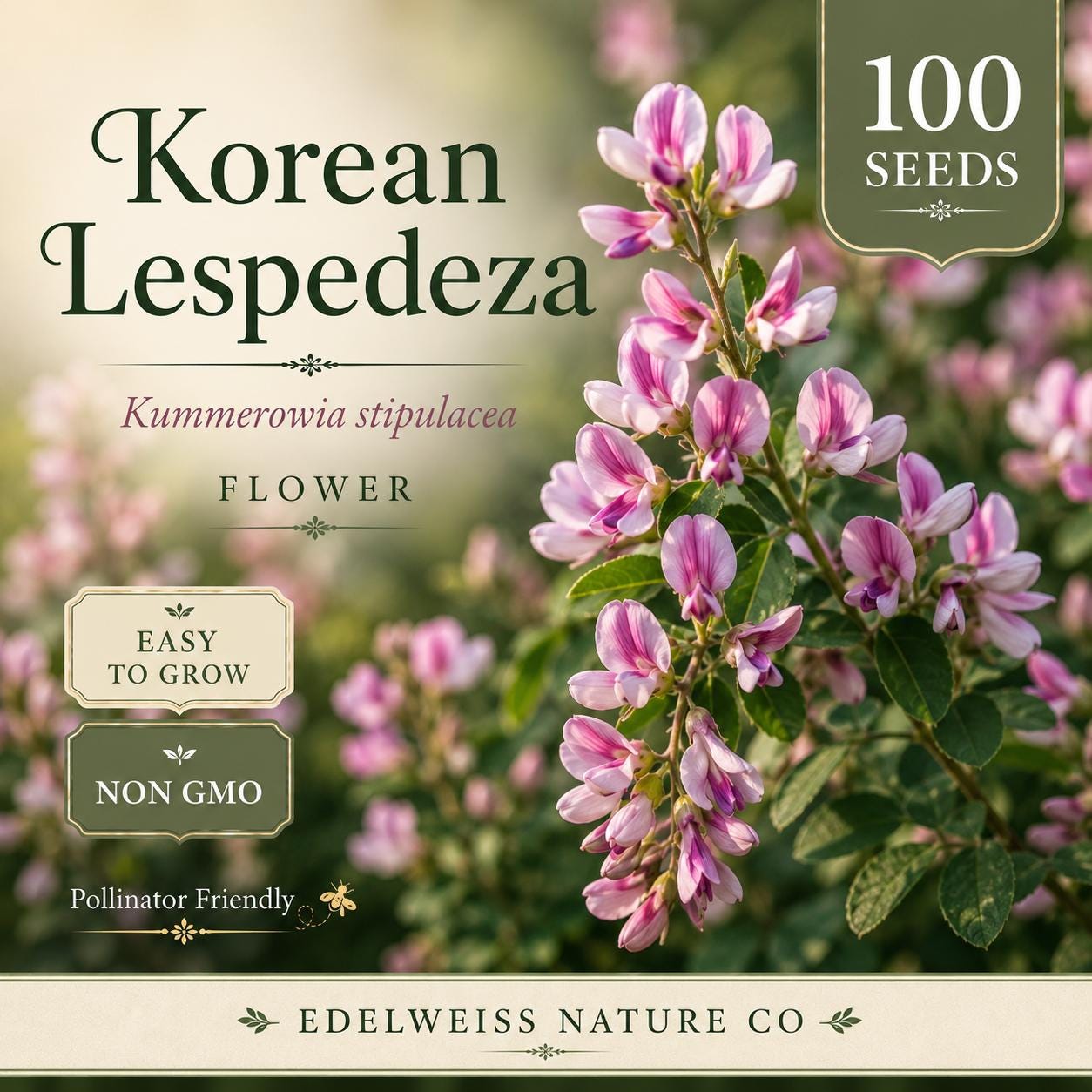 Korean Lespedeza Seeds - Heirloom, Non-GMO Cover Crop, Kummerowia stipulacea, Ground Cover, Soil Building, Drought Tolerant
