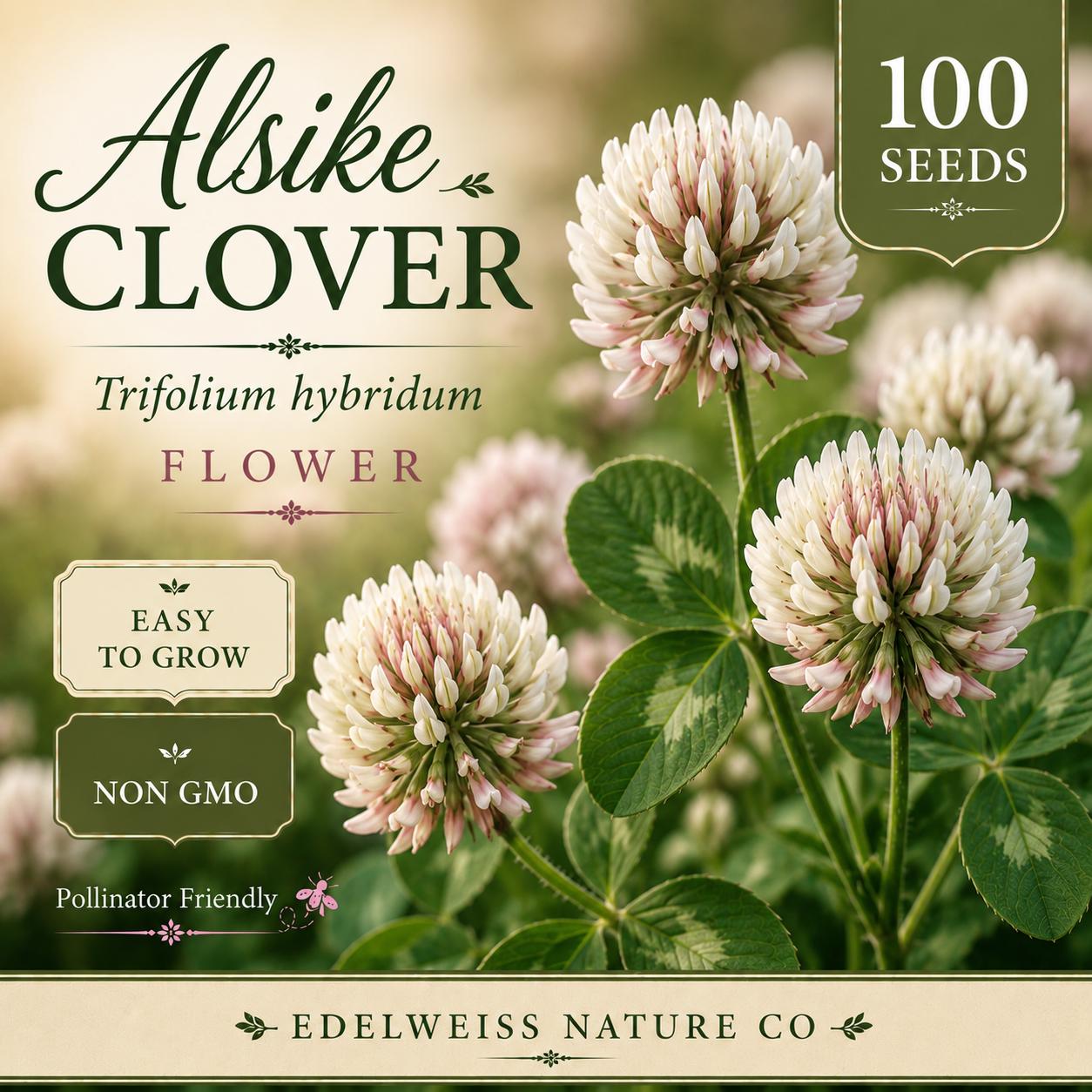 Alsike Clover Seeds - Heirloom, Non-GMO, Pollinator-Friendly, Trifolium hybridum, Open-Pollinated Garden Seeds