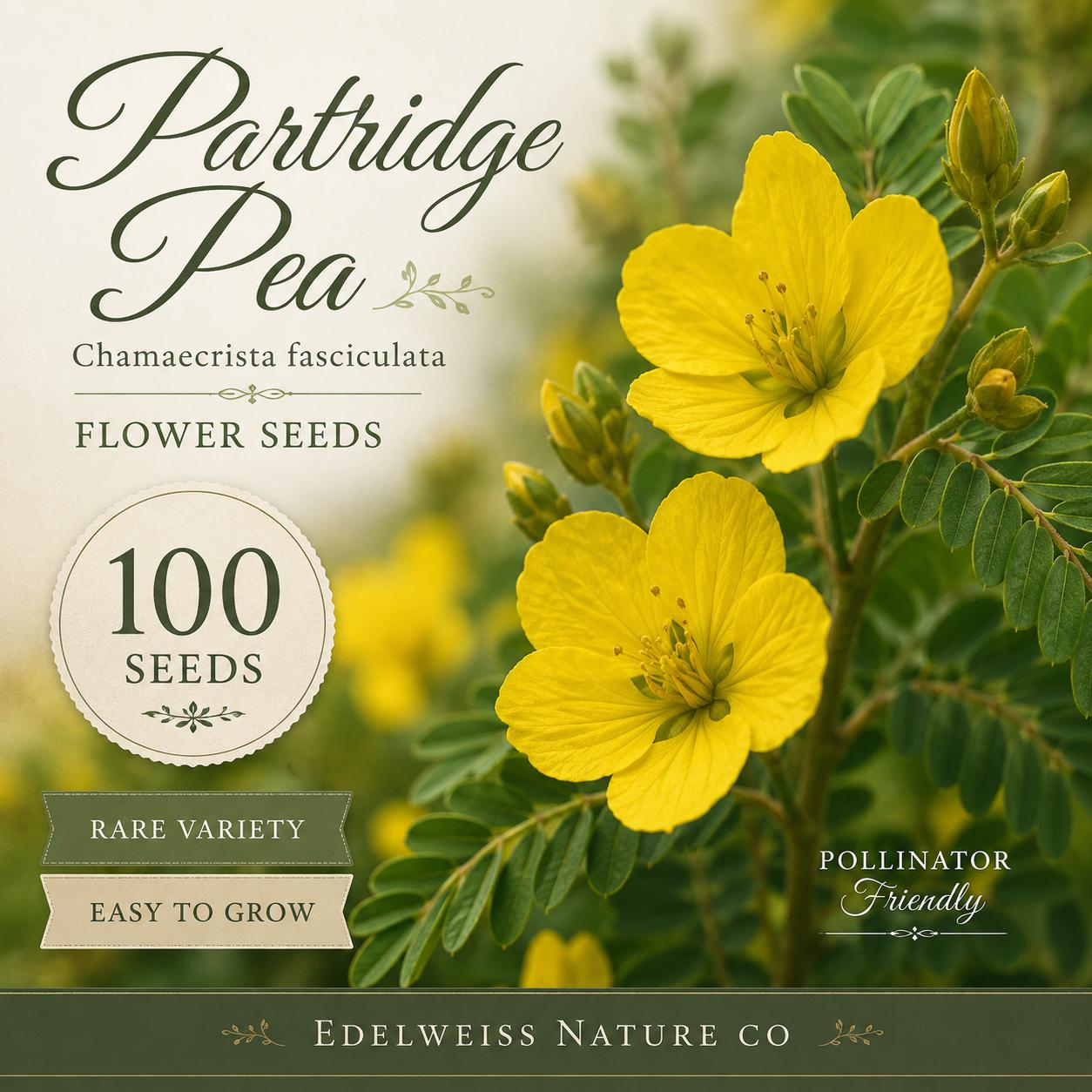 Partridge Pea Seeds Heirloom Non-GMO Wildflower Pollinator Garden Chamaecrista fasciculata