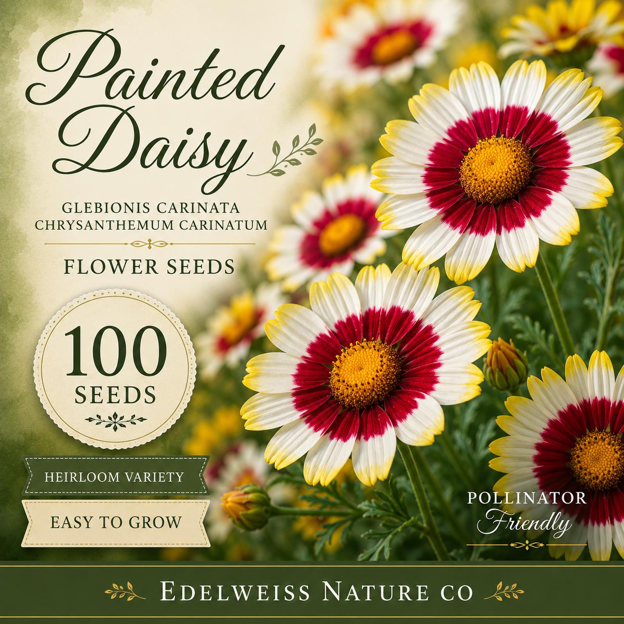 Painted Daisy Seeds - Heirloom Non-GMO Glebionis carinata Bright Multi-Color Flowers for Garden Beds & Borders