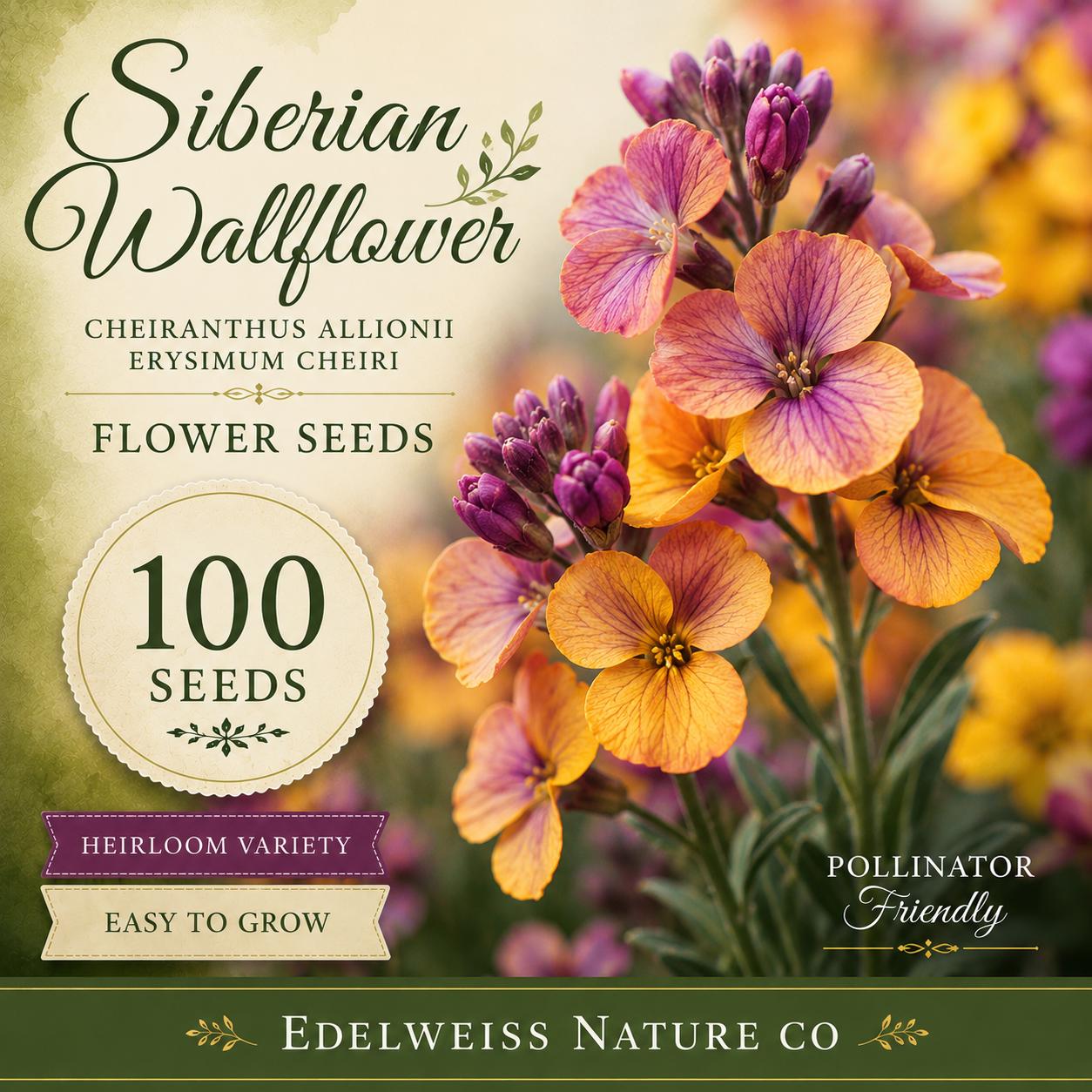 Siberian Wallflower Seeds Heirloom Non-GMO Cheiranthus allionii Erysimum cheiri Orange Flower Garden Seeds