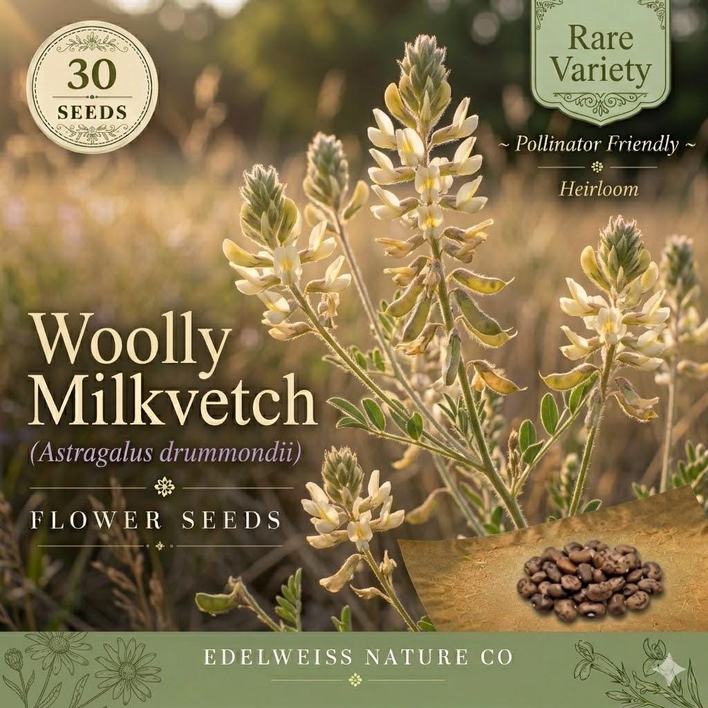 Astragalus drummondii Seeds – Woolly Milkvetch, Native Prairie Legume, Drought Tolerant Wildflower, Cream Purple Blooms, Perennial Plant