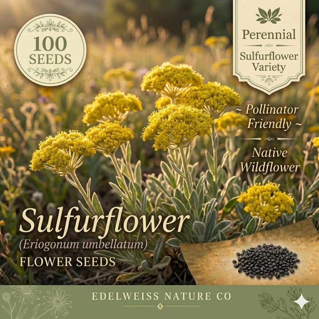 Eriogonum Umbellatum Seeds – Sulphur Flower Native Wild Buckwheat Perennial – Drought Tolerant Yellow Blooms