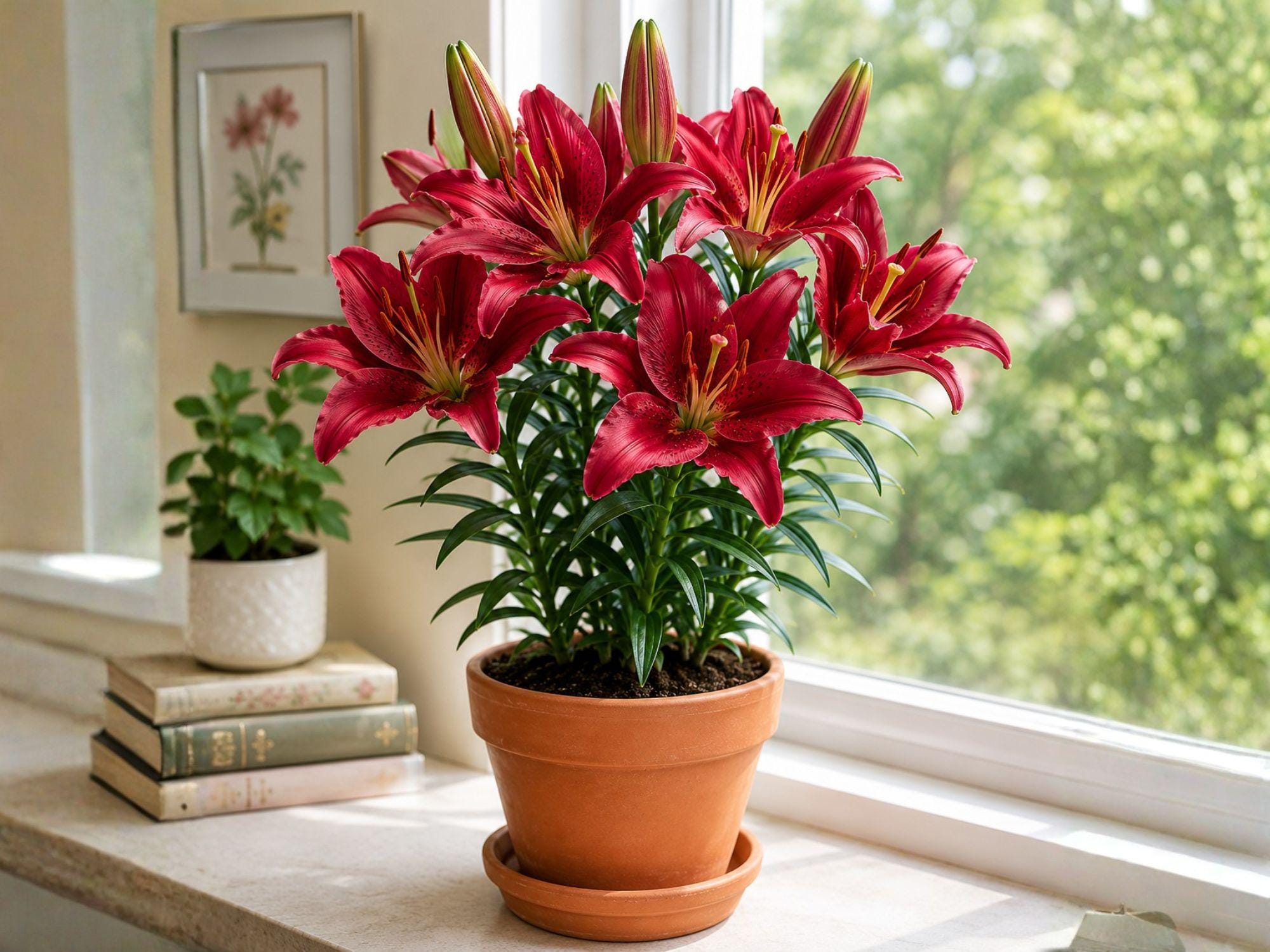 Red Country Oriental Lily Bulbs – Crimson Lilium orientalis Hardy Perennial Flower for Borders & Garden Beds
