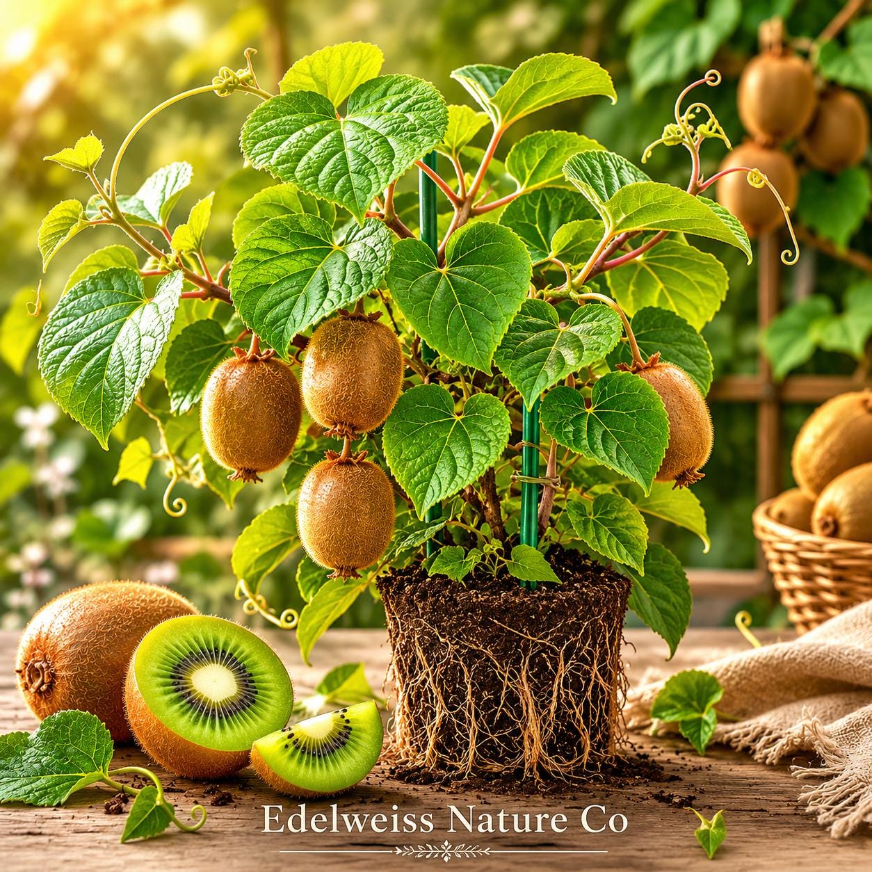 Vincent Kiwi Bare Root Starter Plug | Actinidia chinensis Female Climbing Vine | Edible Fruit Plant for Home Garden