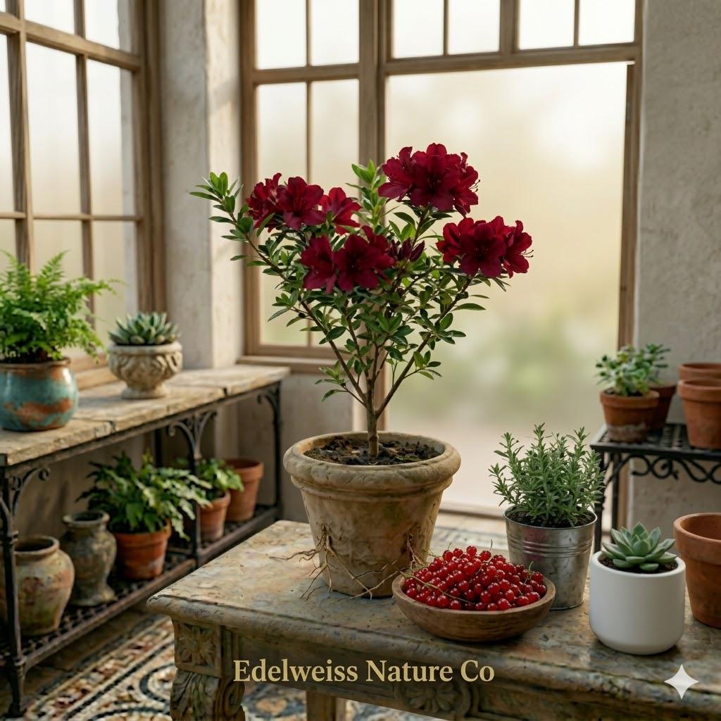 Encore Autumn Fire Azalea Plant – Deep Red Flowering Shrub, Rhododendron, Evergreen, Repeat Blooming, Well Rooted Starter