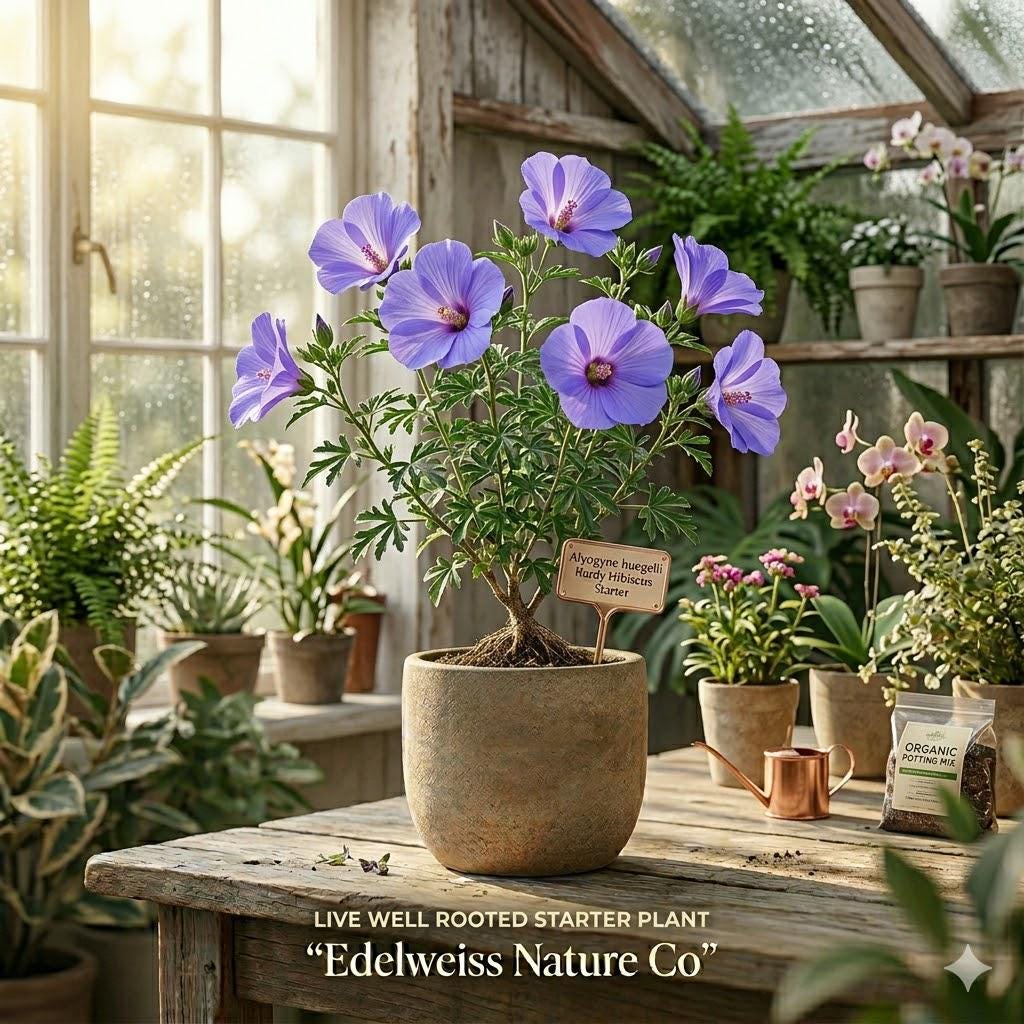 Alyogyne Huegelii Blue Hibiscus Live Starter Plant – Australian Ornamental Shrub with Lavender-Blue Flowers