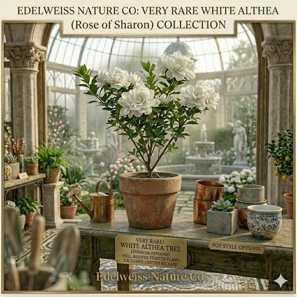 White Althea Rose of Sharon Hibiscus Bare Root Plant – 12-24 Inches, White Flowers, Hibiscus syriacus, Ornamental Shrub for Garden