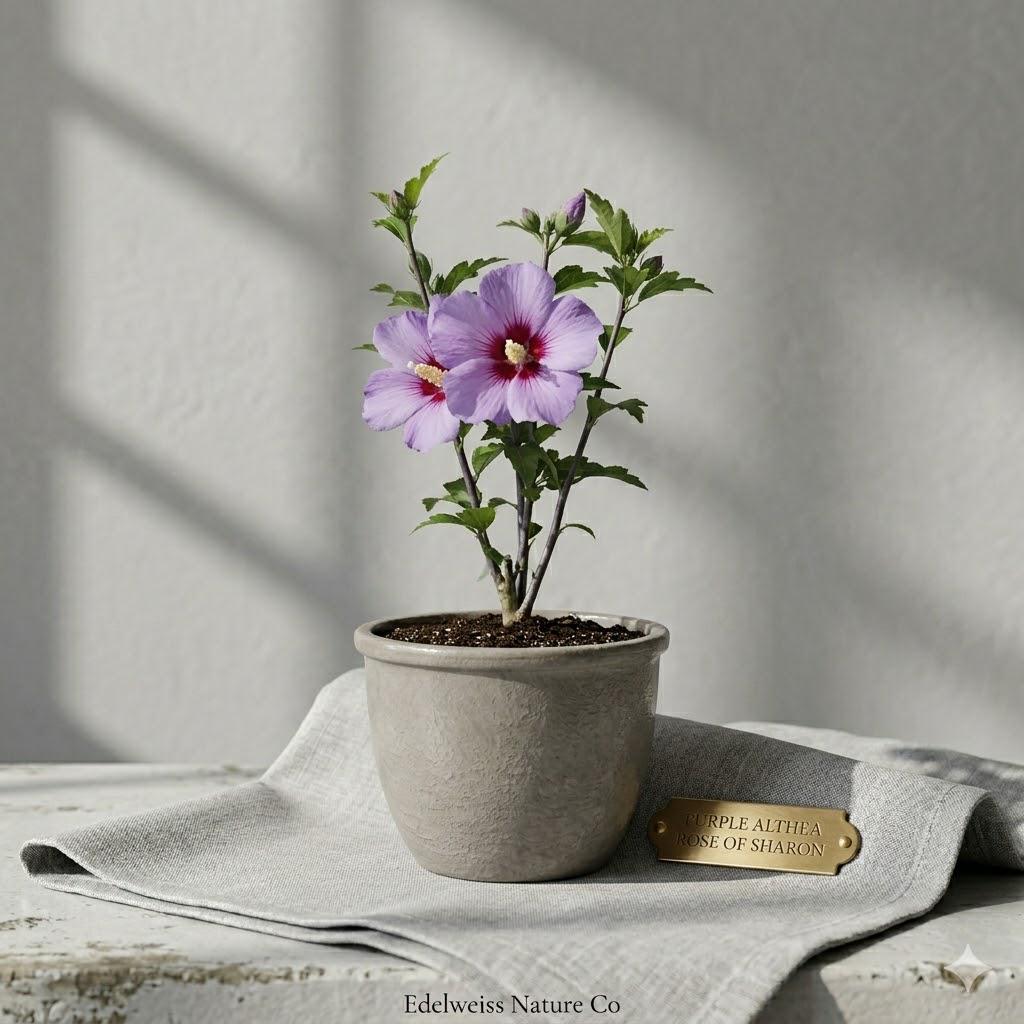 Purple Althea Hibiscus Rose of Sharon Bare Root Plant | Hardy Ornamental Shrub with Summer Purple Blooms | Hibiscus syriacus