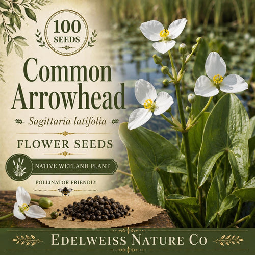 100 Common Arrowhead Seeds – Native Aquatic Wetland Plant Sagittaria latifolia for Water Gardens & Restoration