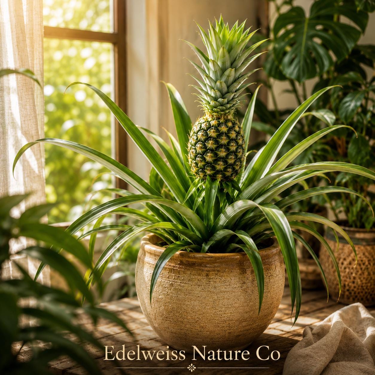 Florida Special Pineapple Plant Live Starter | Ananas Comosus Tropical Edible Fruit Plant | Compact, Ornamental & Fruitful