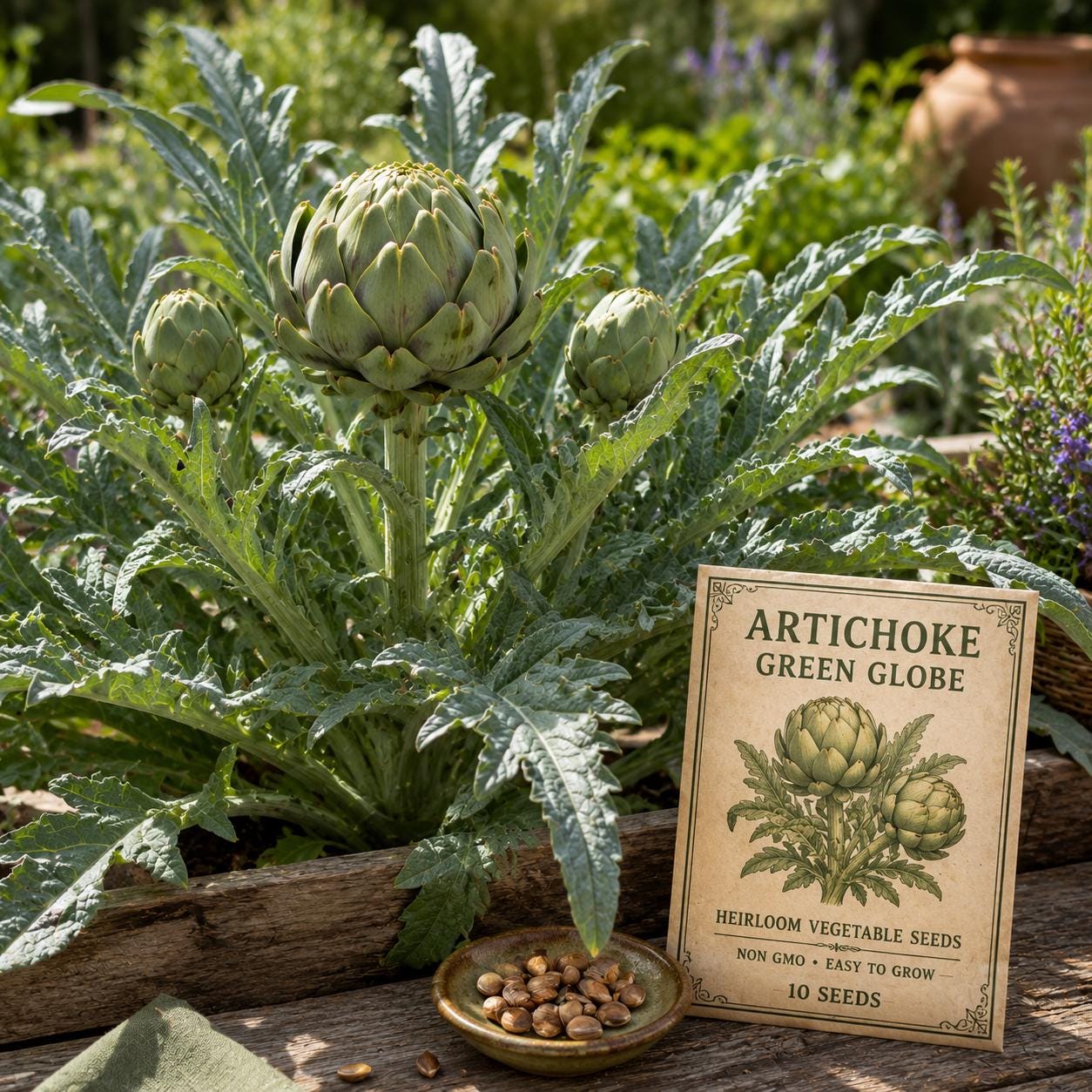 Green Globe Artichoke Seeds | Heirloom Vegetable Garden Plant | Perennial Edible Landscaping | Cynara cardunculus