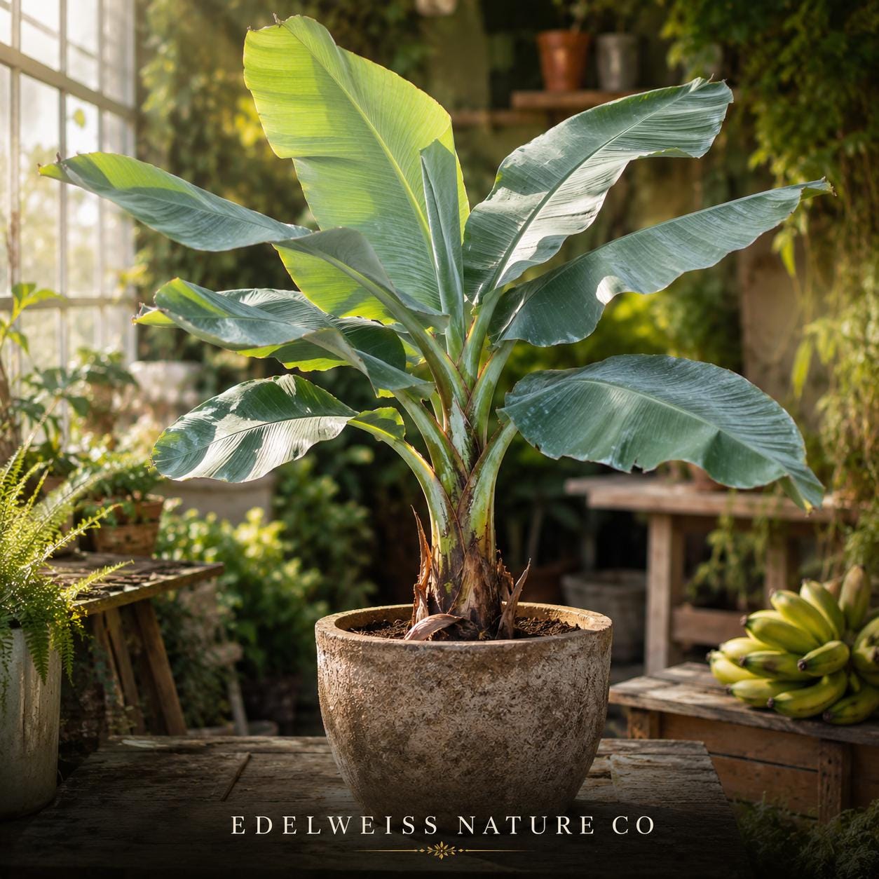 Ice Cream Blue Java Banana Plant – Musa Starter, Tropical Fruit, Rooted Live Plant, Non-GMO, Ornamental & Edible, Suitable for Containers