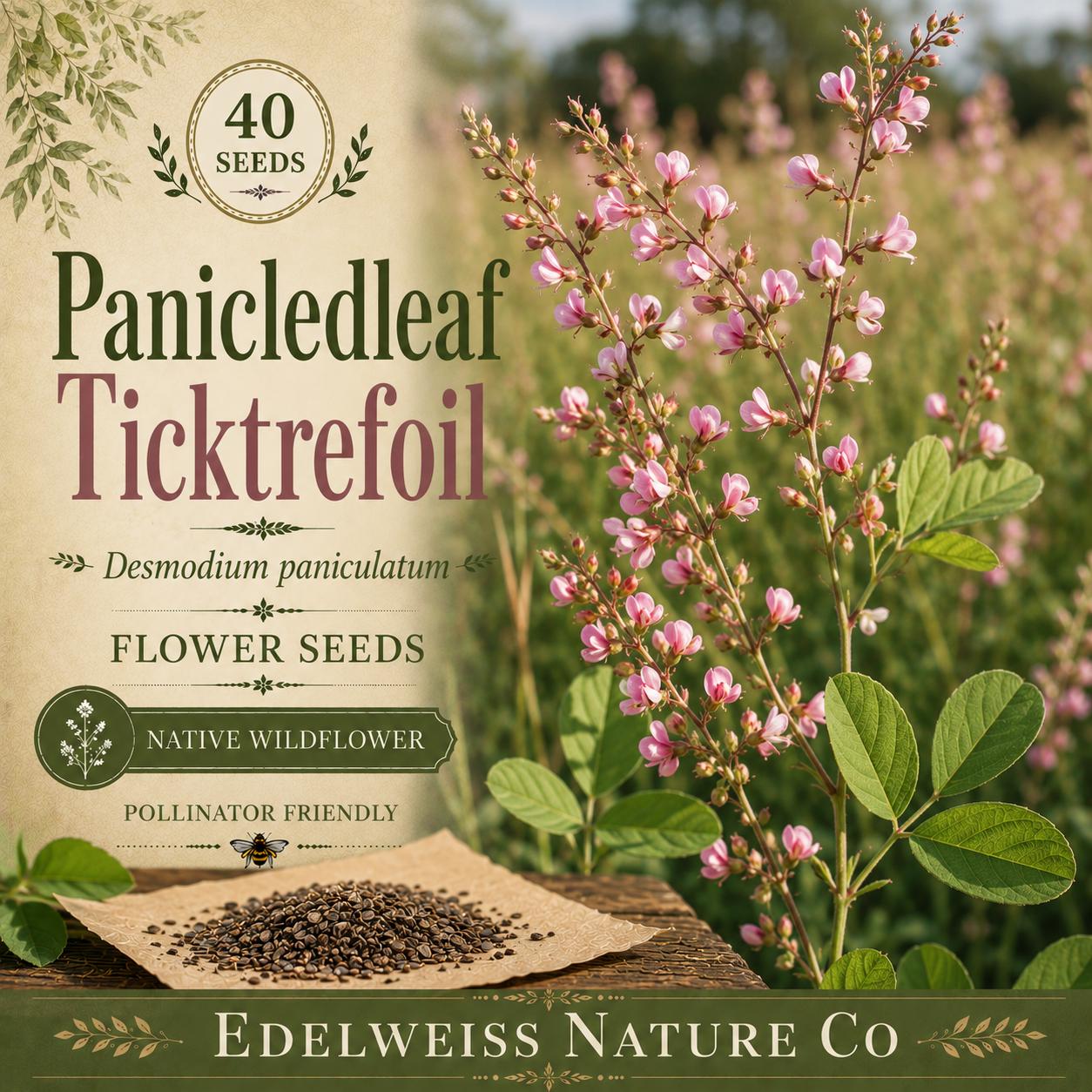 Desmodium paniculatum Seeds – Native Wildflower, Pollinator-Friendly, Heirloom, Non-GMO, Prairie, Meadow, Legume