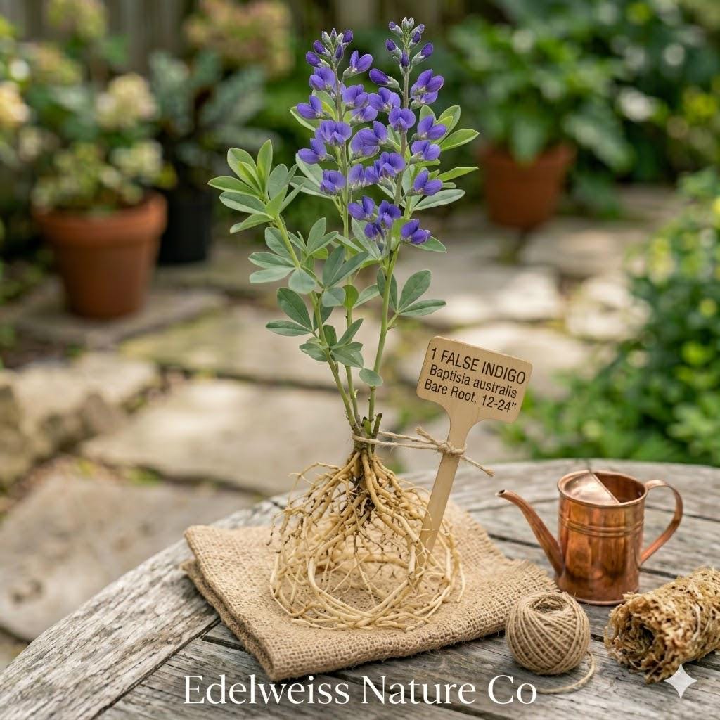 False Indigo Bare Root Plants | Baptisia Perennial Wildflower | Native Pollinator Garden Plant