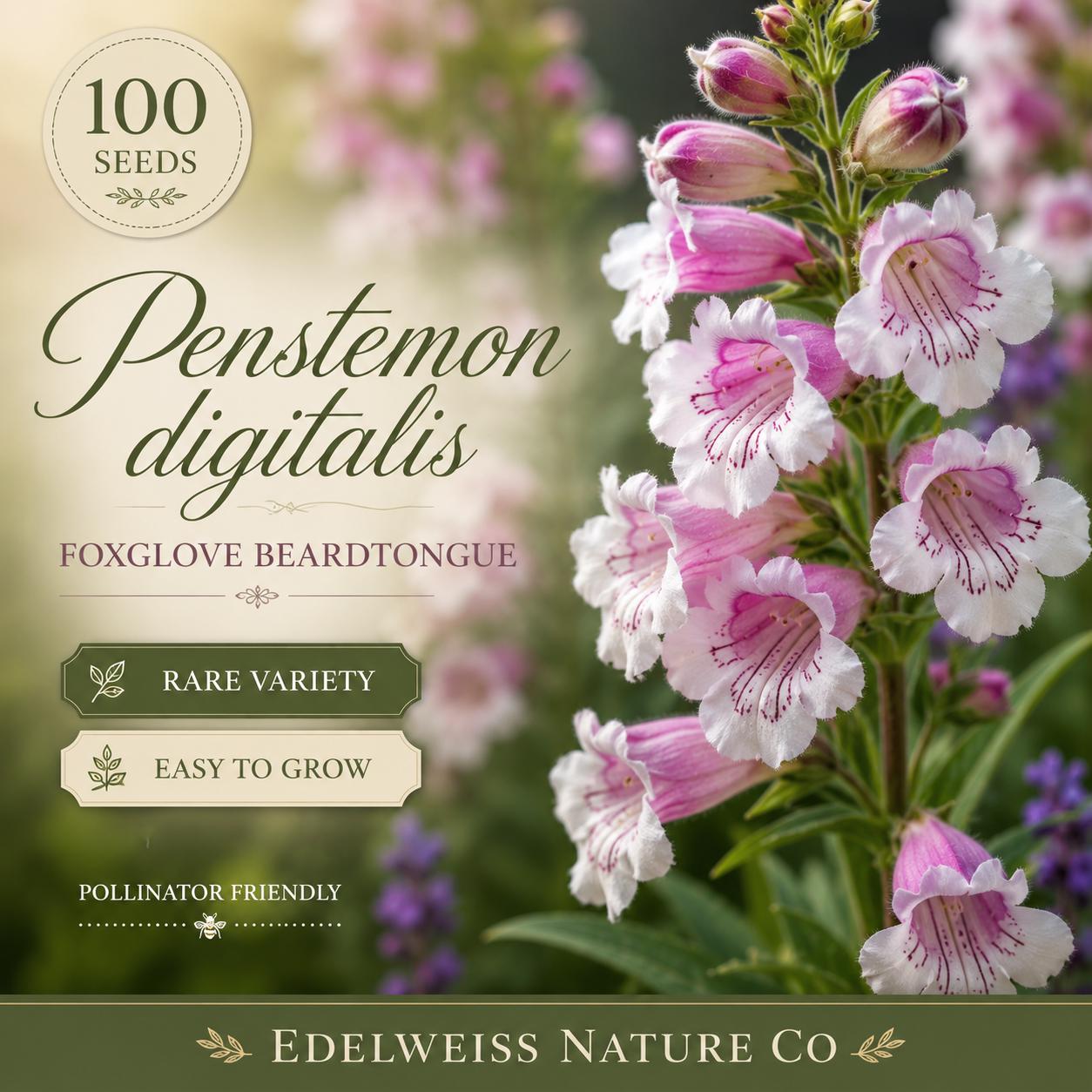 Penstemon digitalis Seeds | Heirloom Non-GMO Wildflower for Native Gardens & Pollinator Gardens