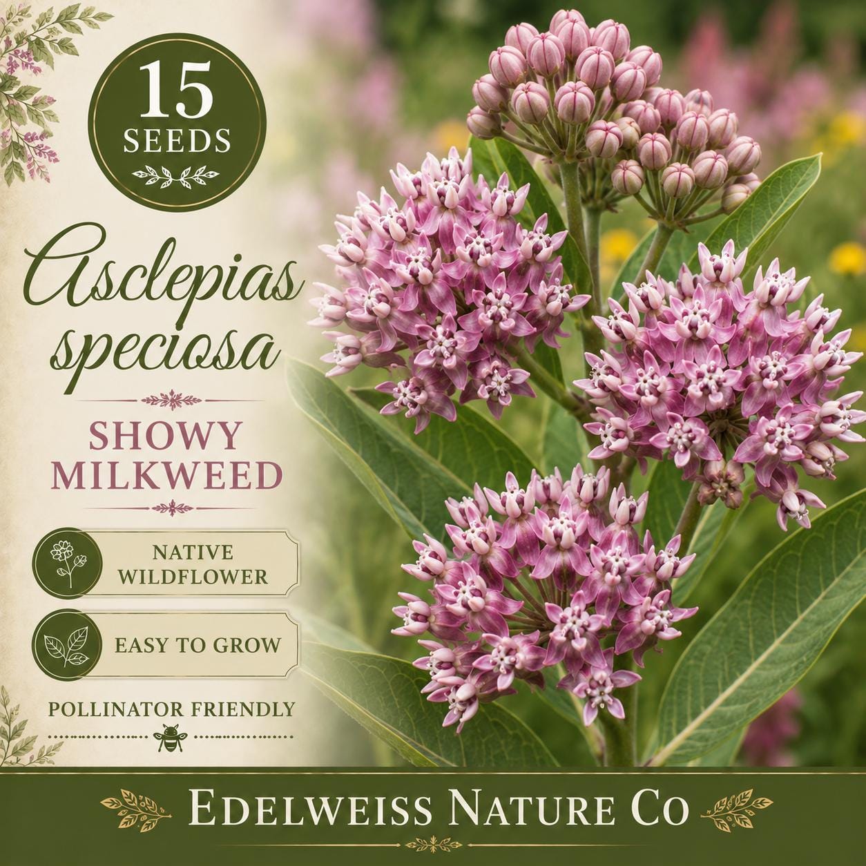 Asclepias speciosa Seeds – Showy Pink Milkweed Native Wildflower Pollinator Garden Plant Non-GMO Heirloom