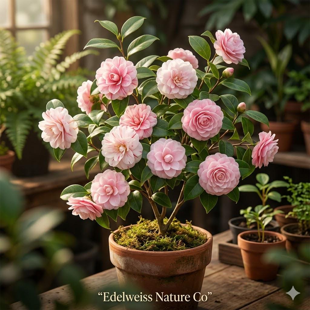 Debutante Camellia Japonica Starter Plant – Evergreen Flowering Shrub with Variable Blooms, Ornamental Foliage, Shade Garden Plant