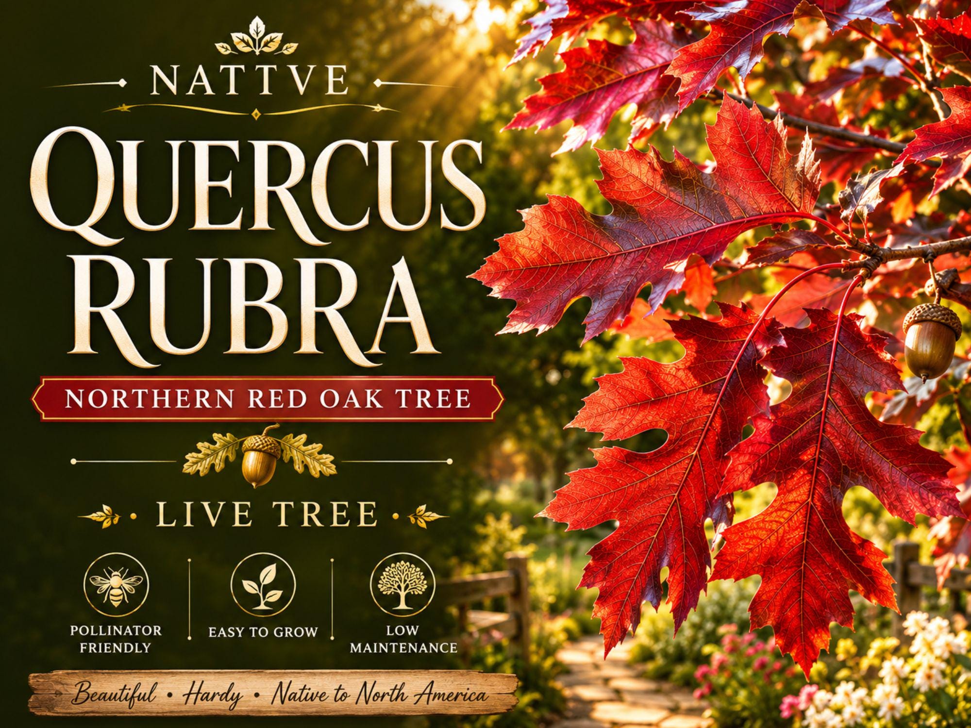 Northern Red Oak Bare Root Tree 12-24" Quercus rubra Deciduous Shade Tree Wildlife Habitat