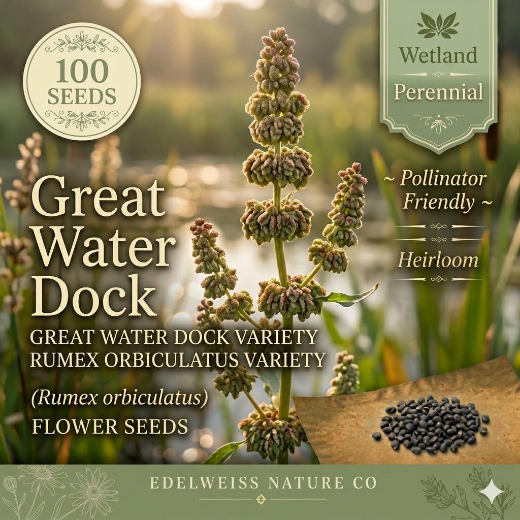 Rumex Orbiculatus Seeds – Water Dock, Native Wetland Perennial for Pond Margins & Shoreline Stabilization, 100 Seeds