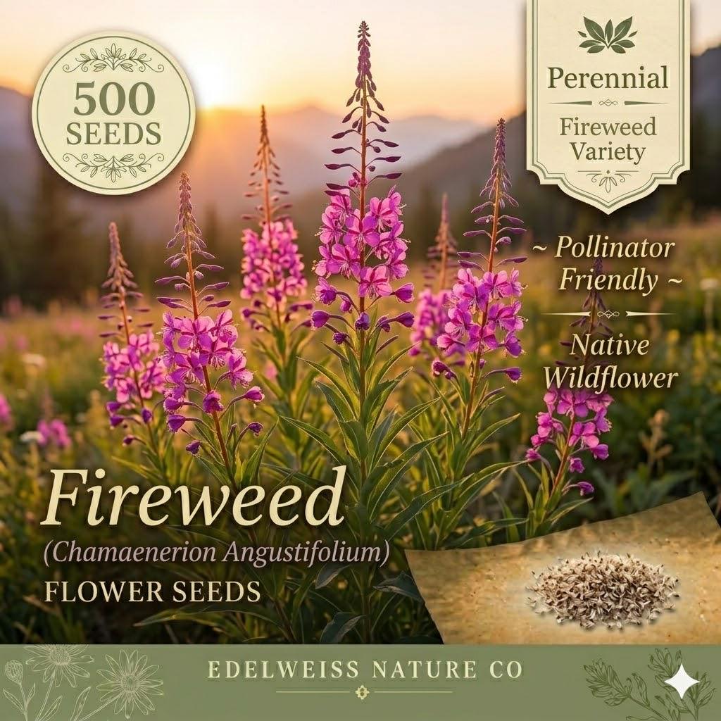 Fireweed Seeds – 500 Wildflower Seeds for Native Pollinator Gardens – Chamaenerion angustifolium