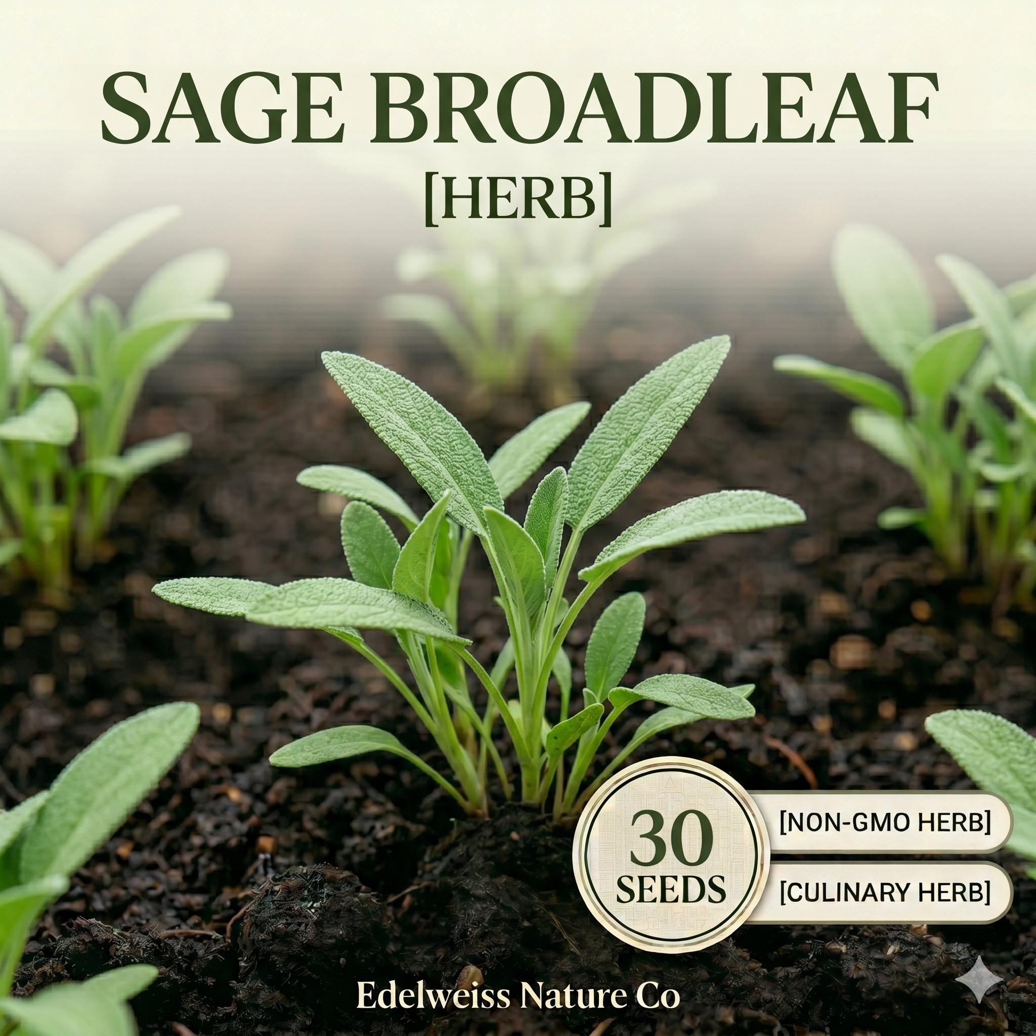 Broadleaf Sage Seeds - Culinary Herb Seeds for Planting - Salvia officinalis, Perennial, Silvery Green Leaves