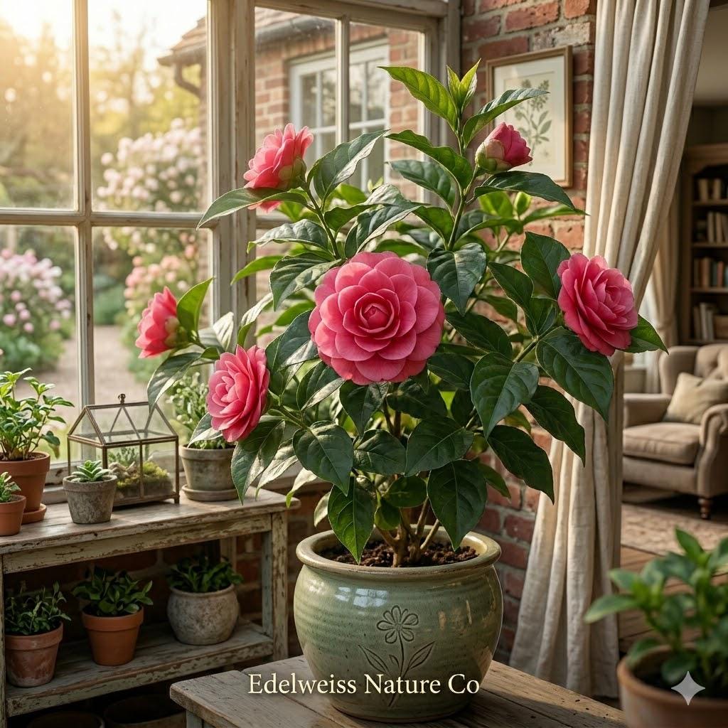 April Kiss Camellia japonica Starter Plant | Evergreen Flowering Shrub for Shade Gardens