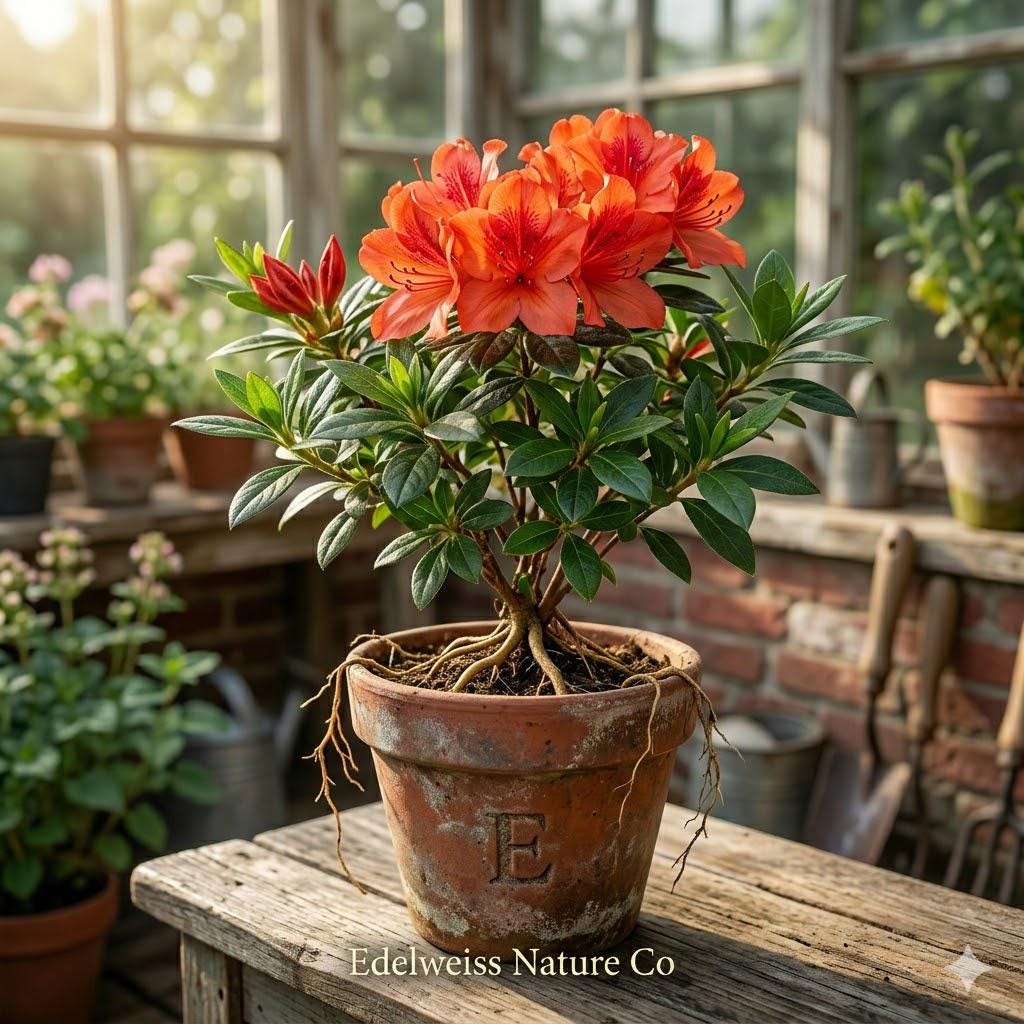 Fireball Azalea Rhododendron Starter Plant | Vibrant Red-Orange Flowers, Ornamental Shrub, Spring Blooming