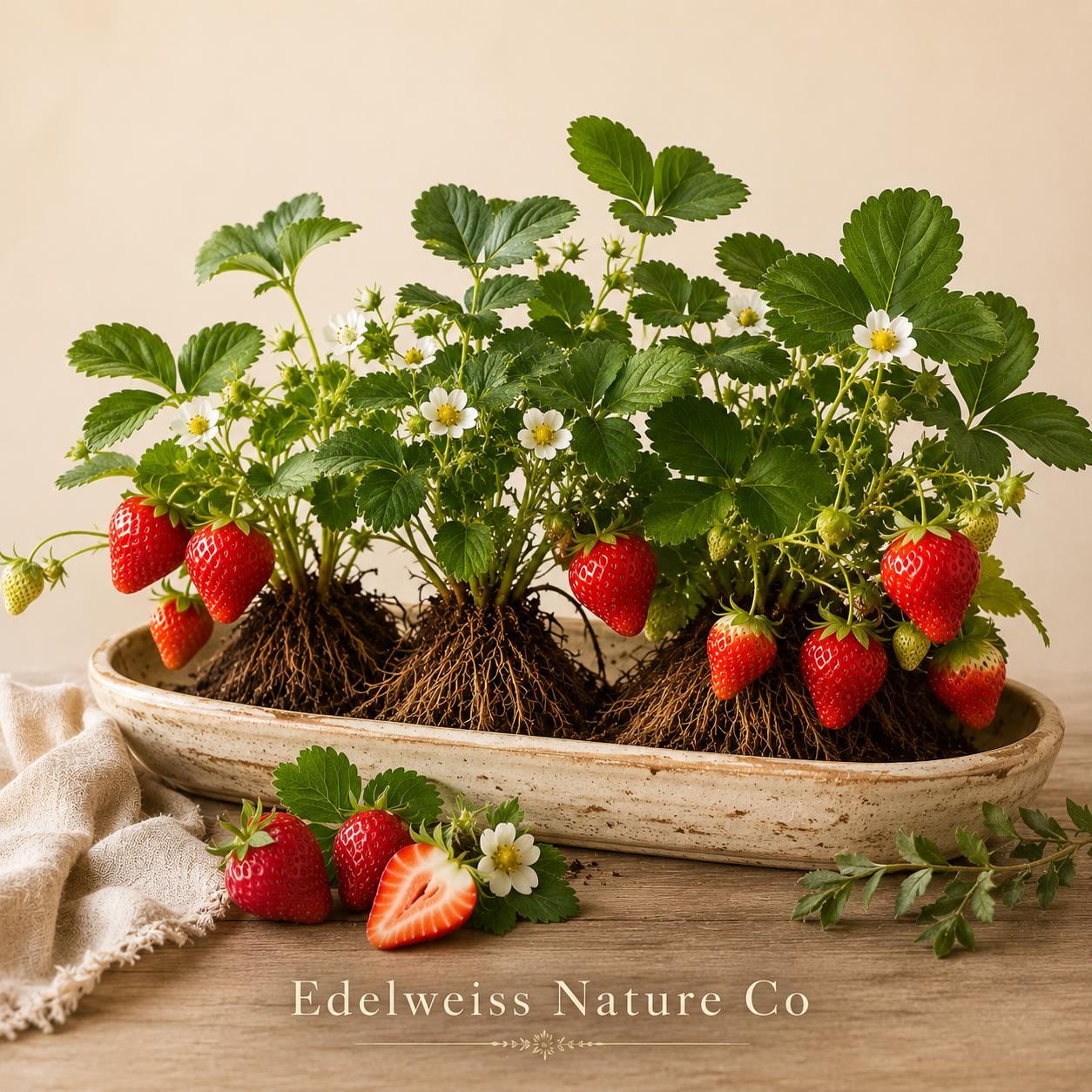 Chandler Strawberry Bare Roots – 20 Live Plants, Heirloom, June-Bearing, Edible Berry Garden, Non-GMO, Fruit Plants