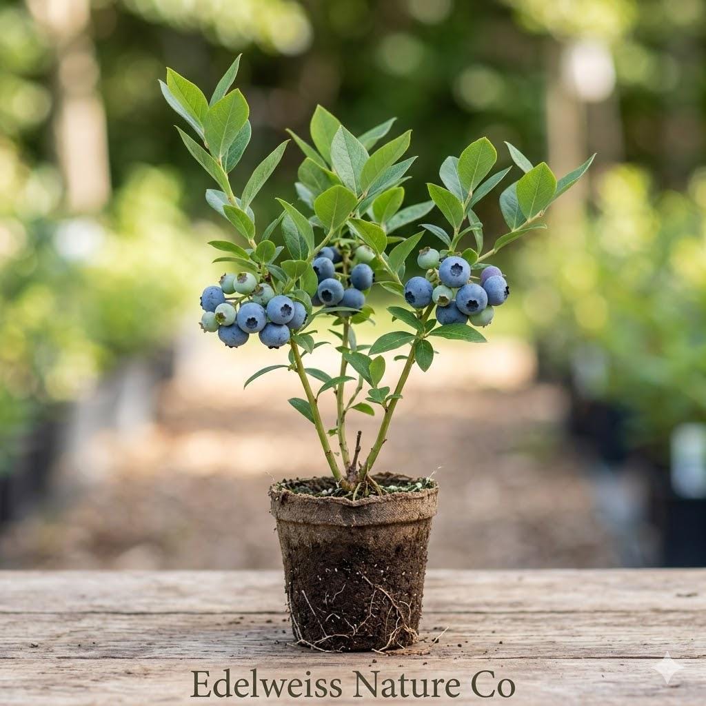 Vaccinium corymbosum | Sharpblue Blueberry Live Starter Plant | Edible Berry Bush for Garden & Containers