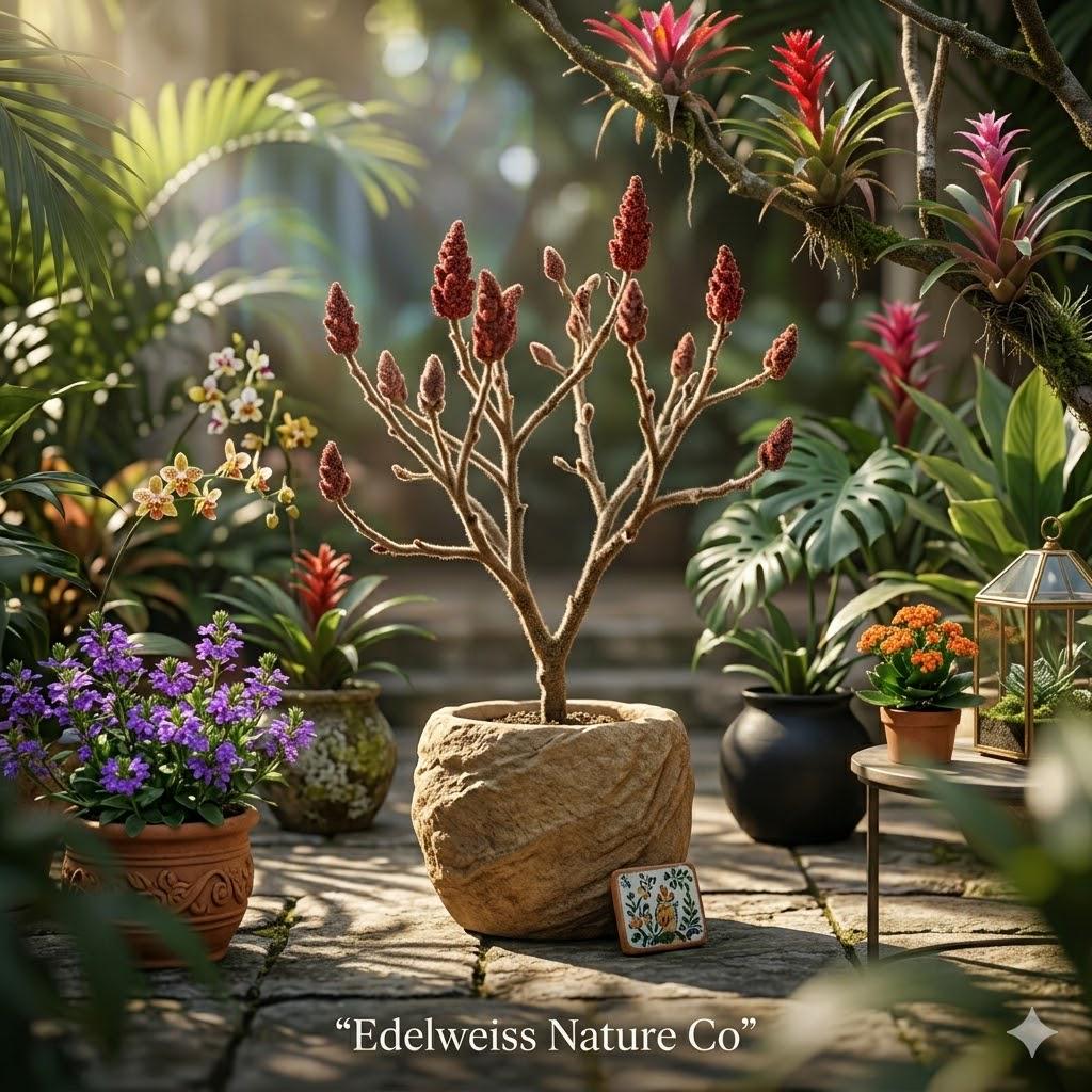 Fuzzy Staghorn Sumac Bare Root Tree | Rhus typhina Native Wildlife Ornamental Shrub | Vibrant Fall Color & Fuzzy Branches