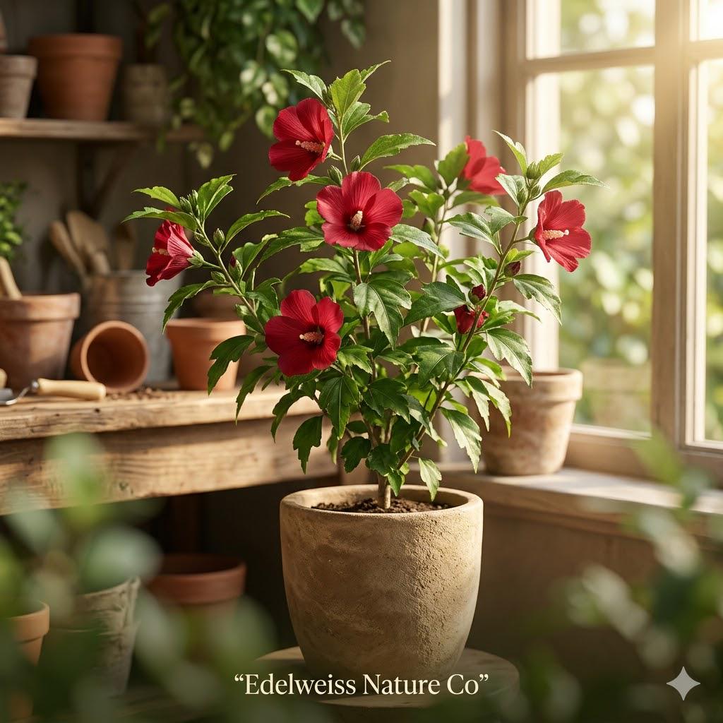 Red Althea Rose of Sharon Hibiscus Bare Root Plant | 12-24 Inch Ornamental Shrub | Hibiscus syriacus Flowering Bush