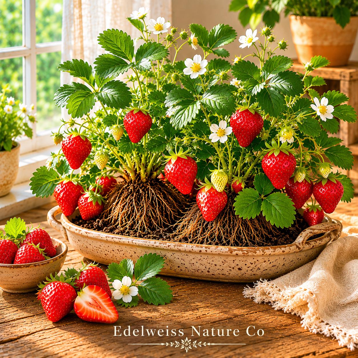 20 Bare Root Ogallala Everbearing Strawberry Plants | Fragaria × ananassa Edible Garden Plants