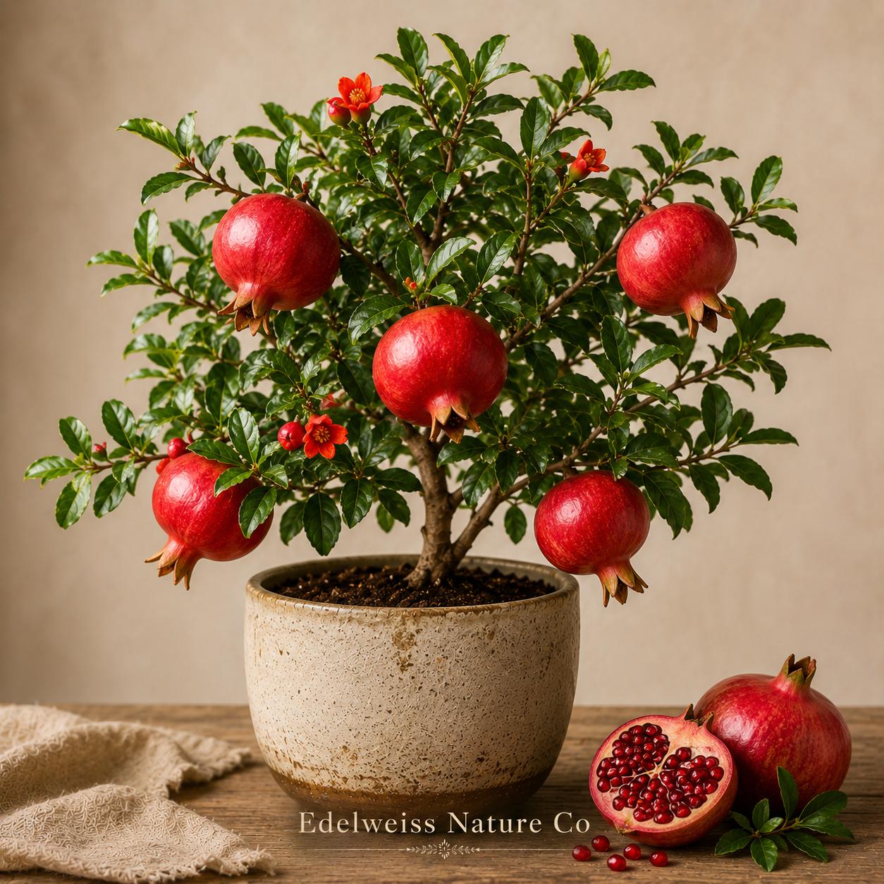 Parfianka Pomegranate Starter Plant | Punica granatum Edible Fruit Tree | Ornamental & Fruit-bearing Shrub