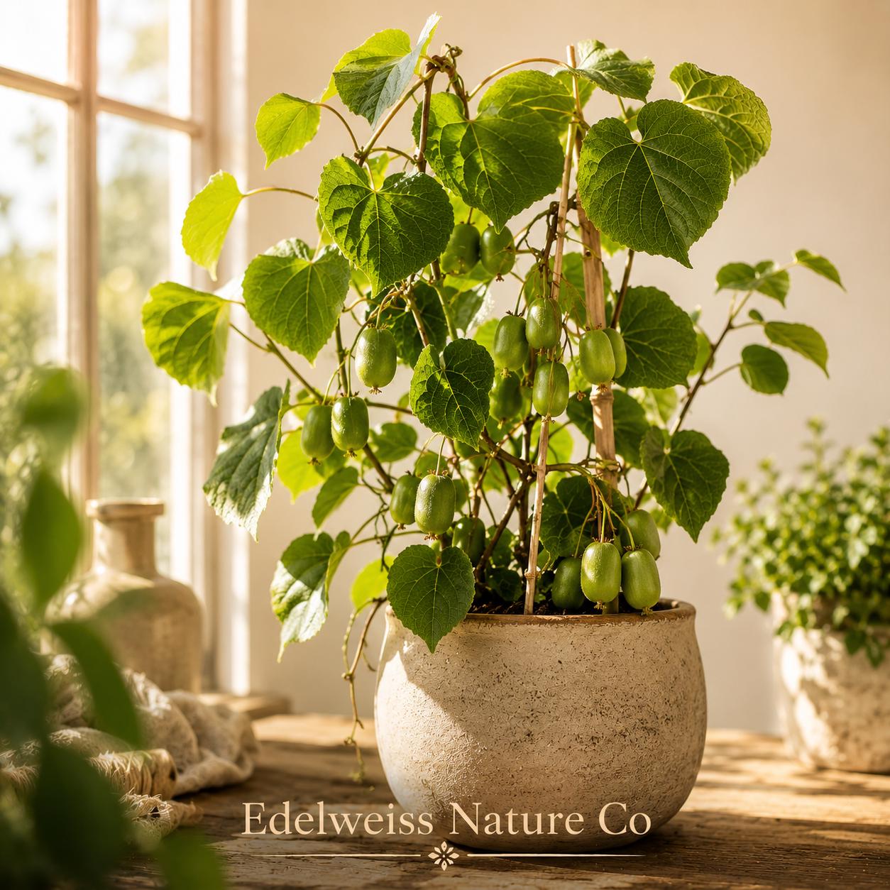 Issai Hardy Kiwi Live Starter Plant, Actinidia arguta, Edible Fruit Vine, Climbing Garden Plant, Ornamental Edible Vine