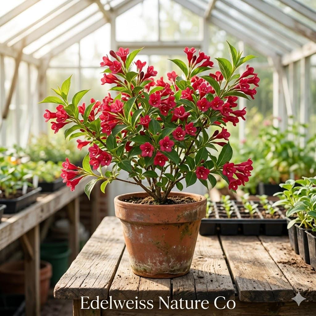 Red Weigela Shrub Bare Root | Weigela florida Flowering Ornamental Plant, 12-24 Inches Tall
