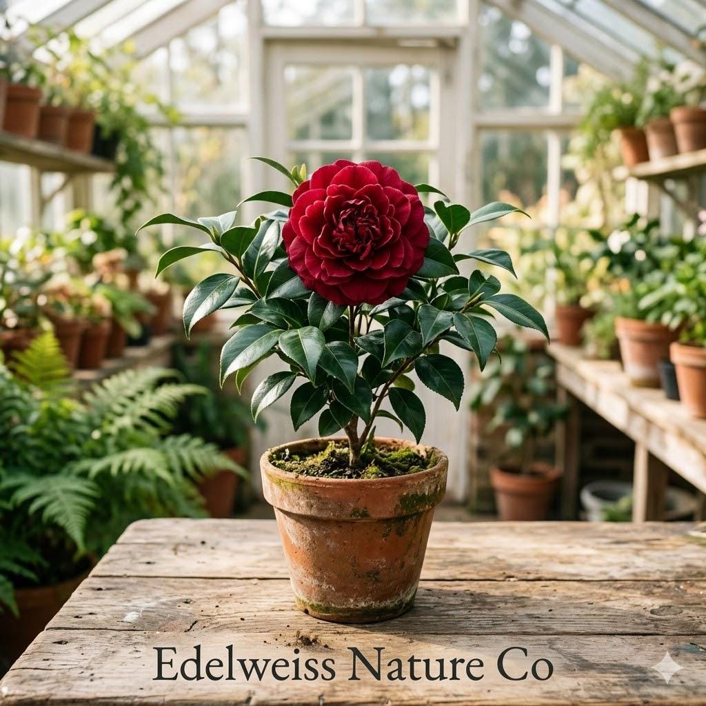 Camellia japonica | Live Starter Plant | Rare Evergreen Flowering Shrub | Bonanza Camellia