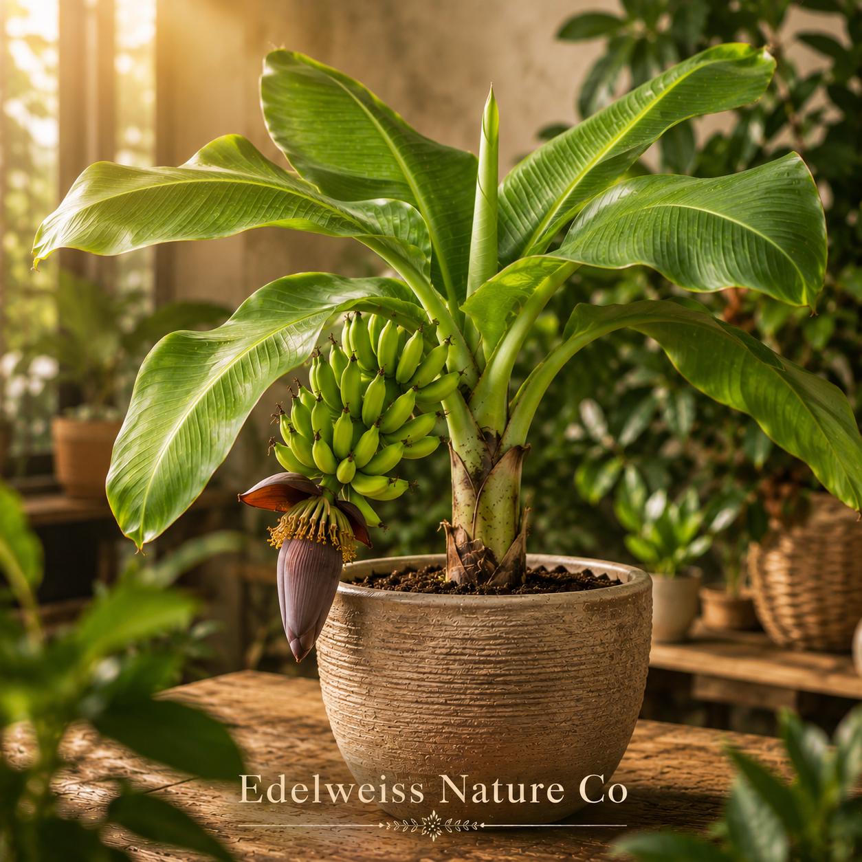 Double Mahoi Dwarf Banana Plants | Live Tropical Fruit Garden Starters | Musa spp. | Edible Banana Plant for Containers & Gardens