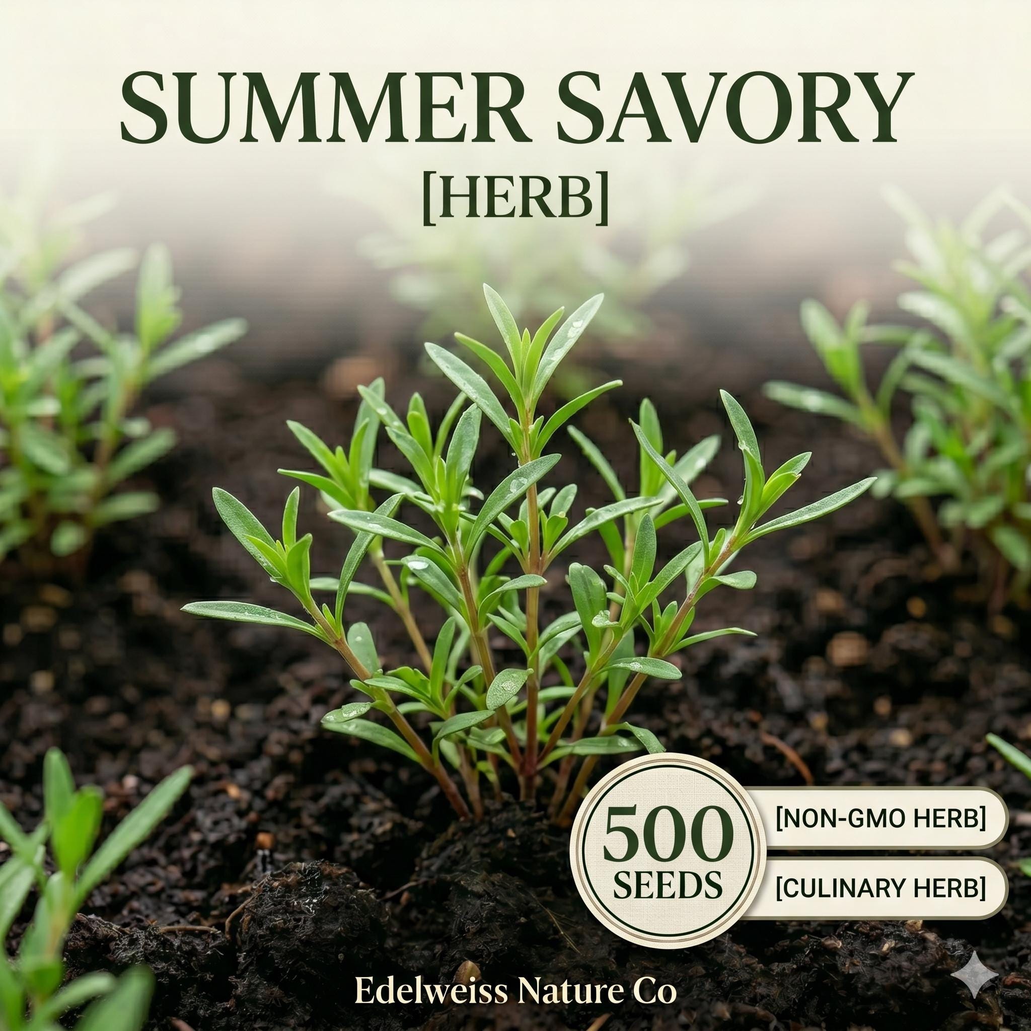 Summer Savory Seeds – 500 Heirloom Culinary Herb Seeds for Kitchen Gardens, Container Growing & Pollinator Gardens