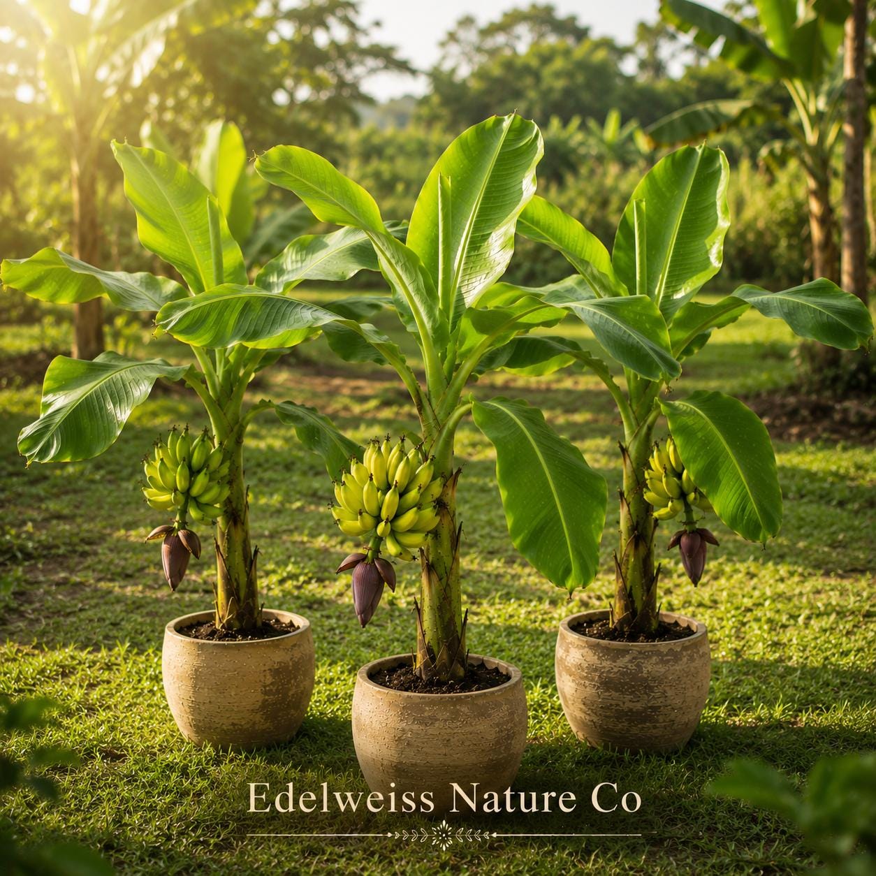 Lakatan Banana Starter Plants | Musa acuminata | Tropical Edible Fruit Tree | Live 3-Pack for Garden, Patio, Landscape