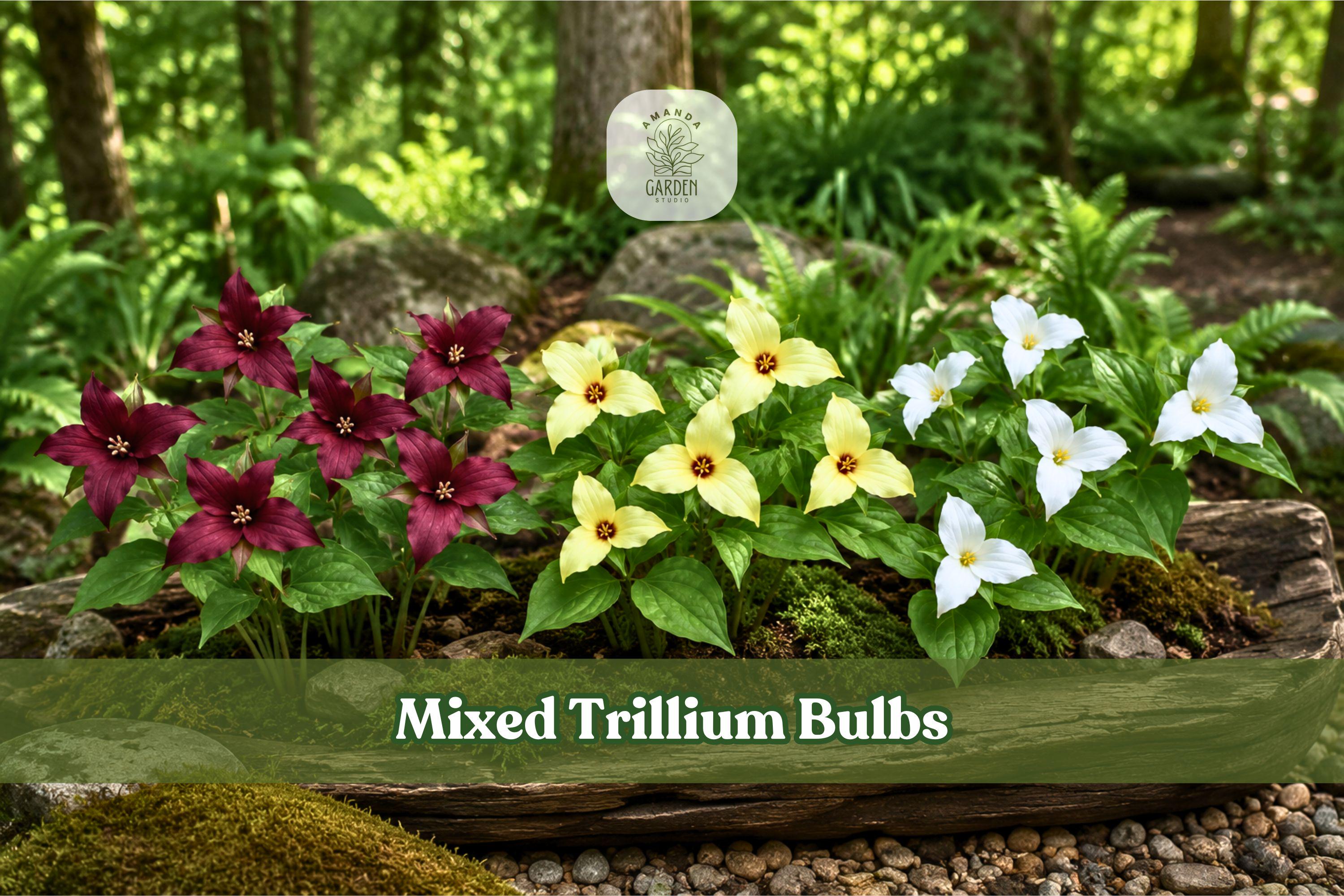 Mixed Trillium Bulbs | Native Woodland Perennial for Shade Gardens | Trillium erectum, Spring Blooming, 5 Bulbs