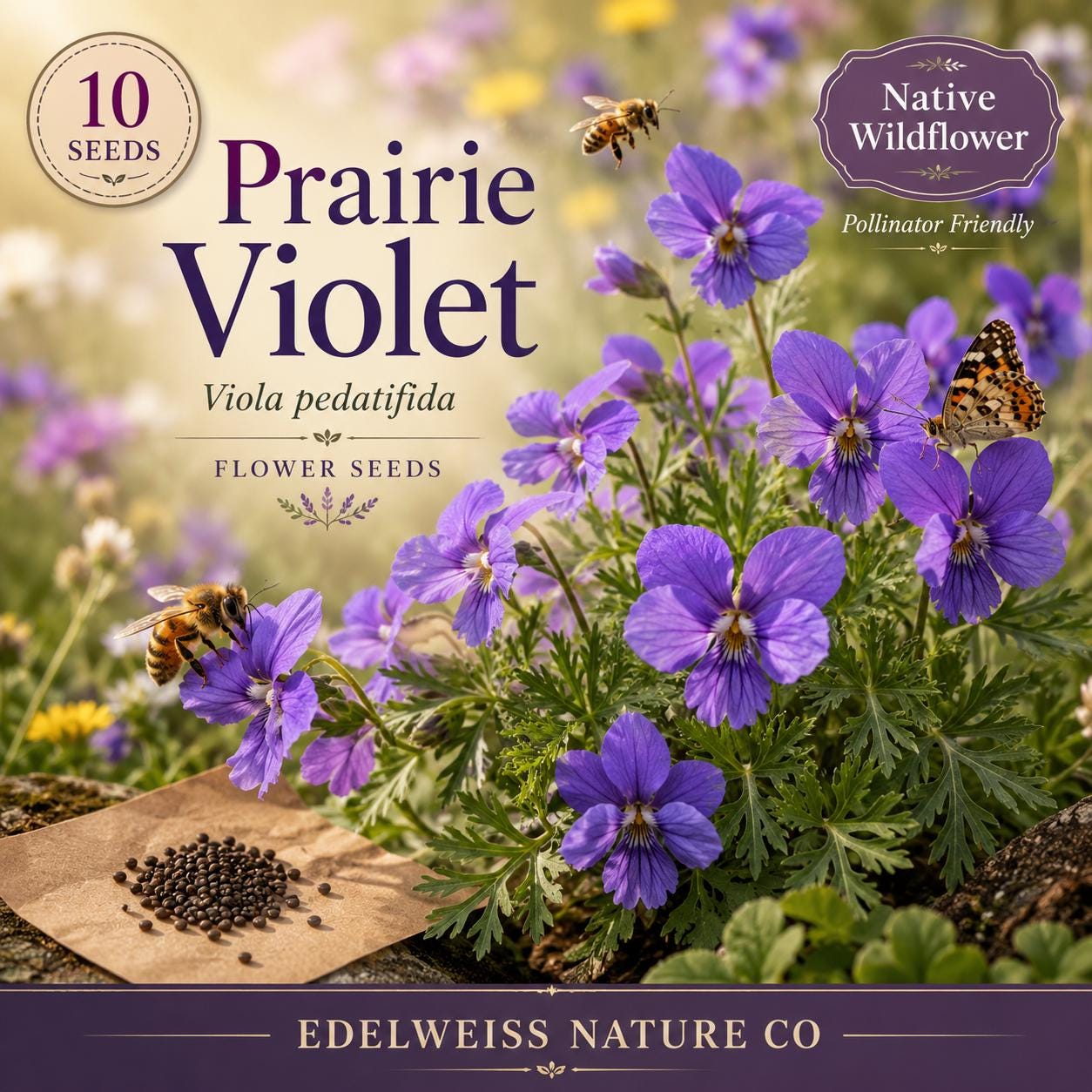 Prairie Violet Seeds | Viola pedatifida Native Wildflower for Pollinator Gardens & Cottage Landscapes