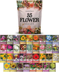 Flower Seeds Packets - 35 Varieties for Planting - Wildflowers, Herbs, Vegetables - Seed Mix Collection