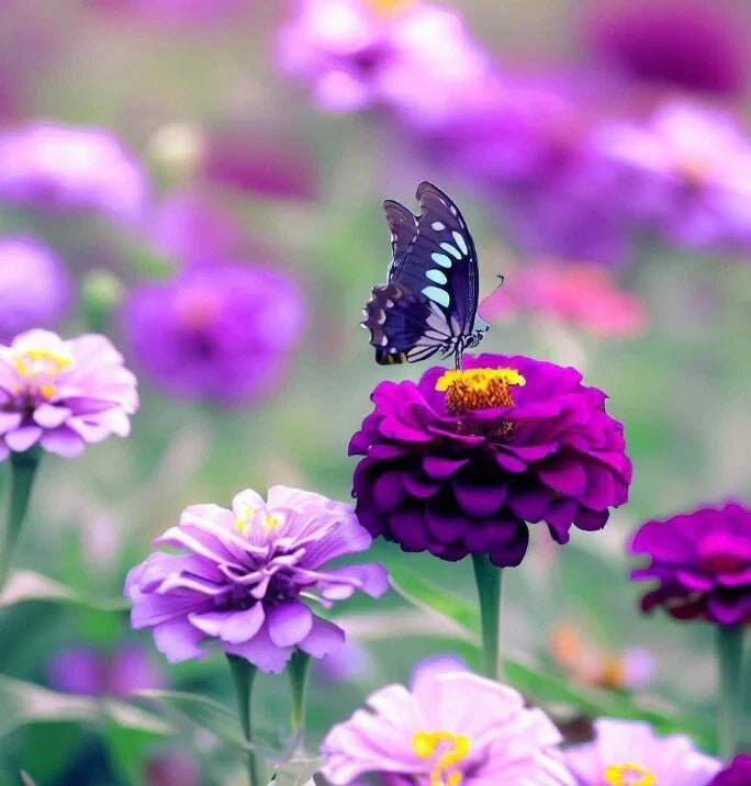 Zinnia Seeds - 50 Pack - Purple Prince - Non-GMO Flower Seeds for Gardens & Attracting Butterflies - Zinnia elegans