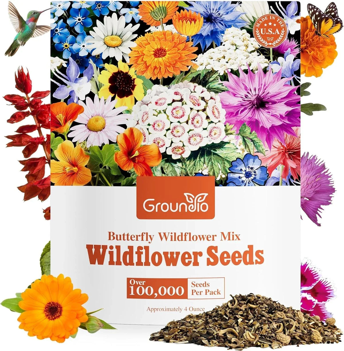 Bulk Perennial Wildflower Seeds 1/4 Lb - 26 Variety Mix with 100,000+ Seeds for Garden Planting