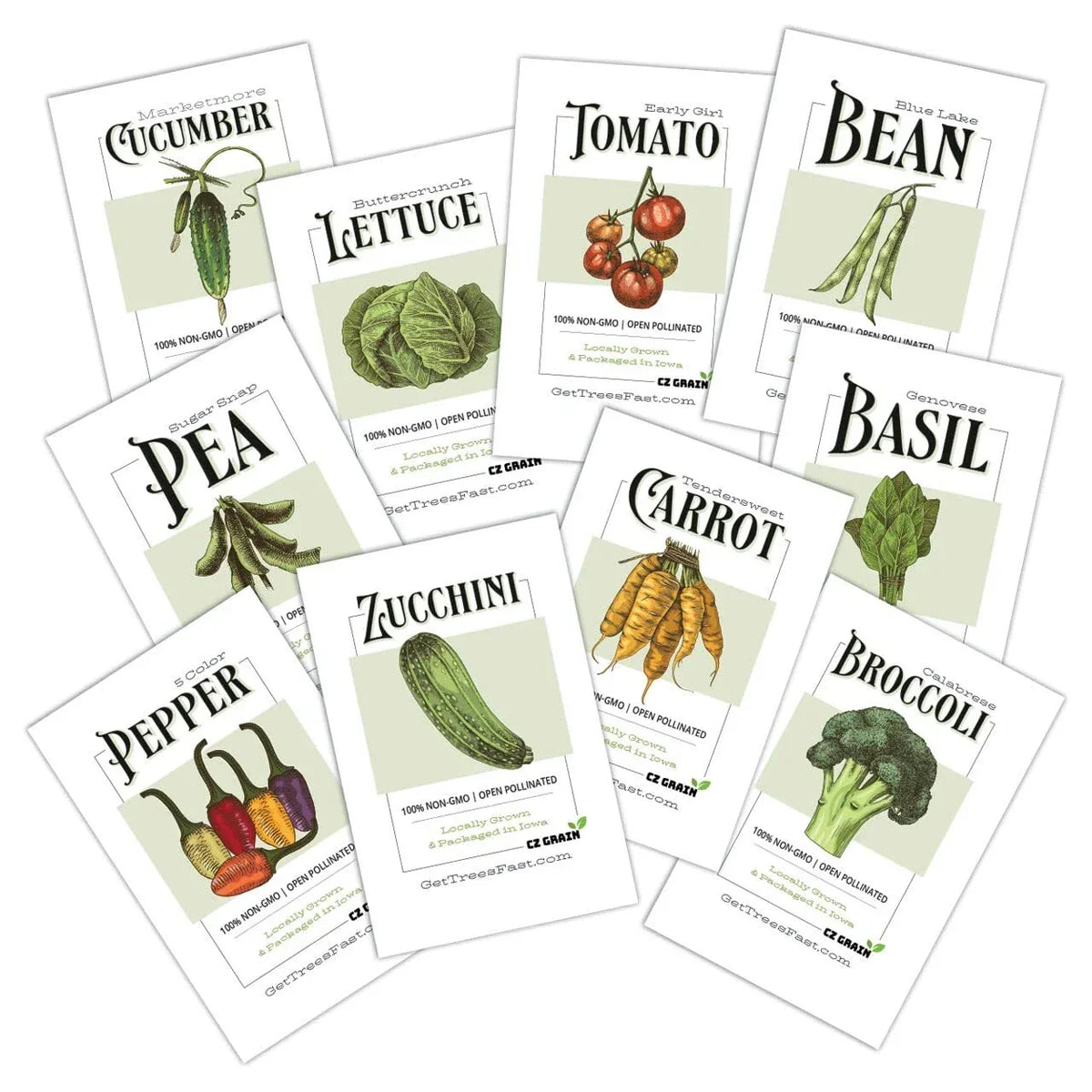 Vegetable Garden Seeds Collection 10 Pack, Non-GMO Organic Seeds for Home Gardening, Edible Varieties, Easy-to-Grow