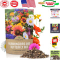 Wildflower Seeds - 30,000 Open-Pollinated Butterfly & Hummingbird Garden Mix - Native Pollinator Plants for Attracting Bees, Butterflies, Hummingbirds