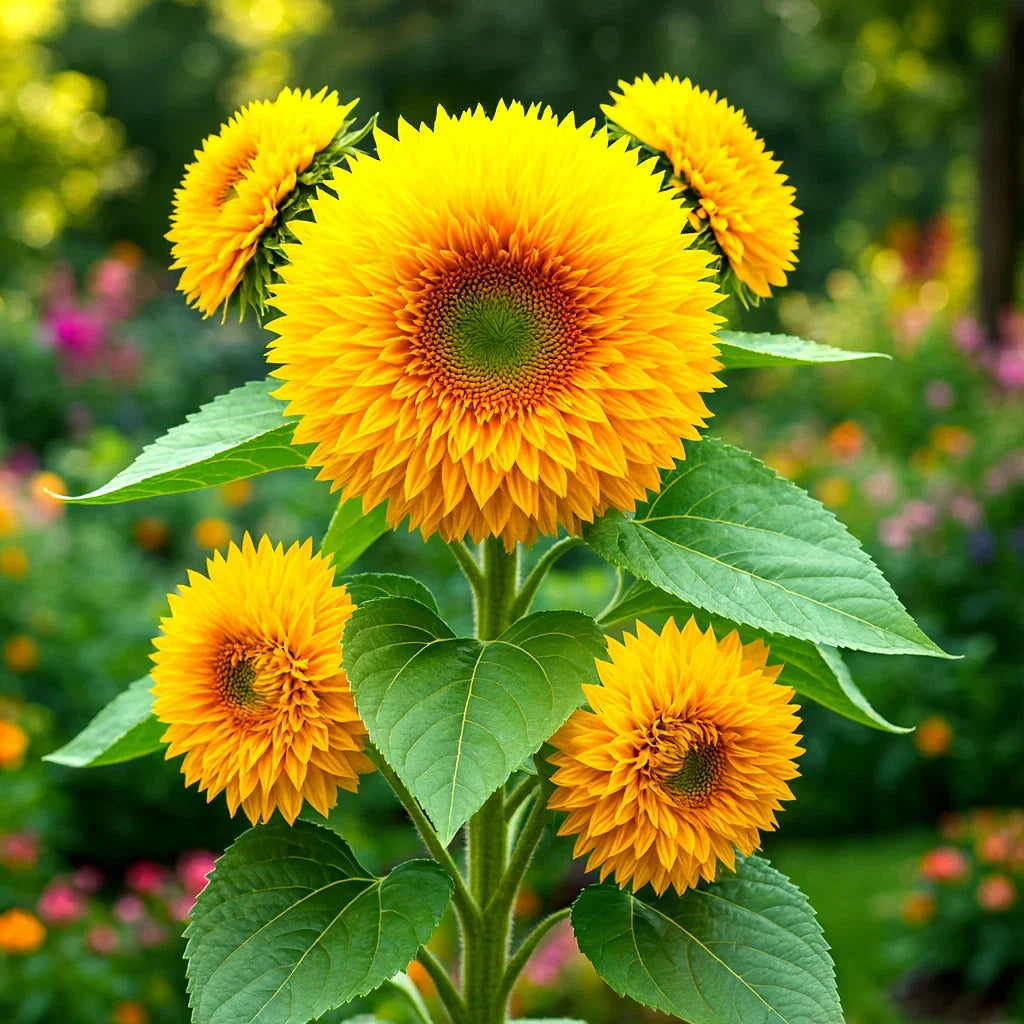 Dwarf Teddy Bear Sunflower Seeds - Heirloom Spring Mix - Non-GMO - 100+ Seeds - Helianthus annuus